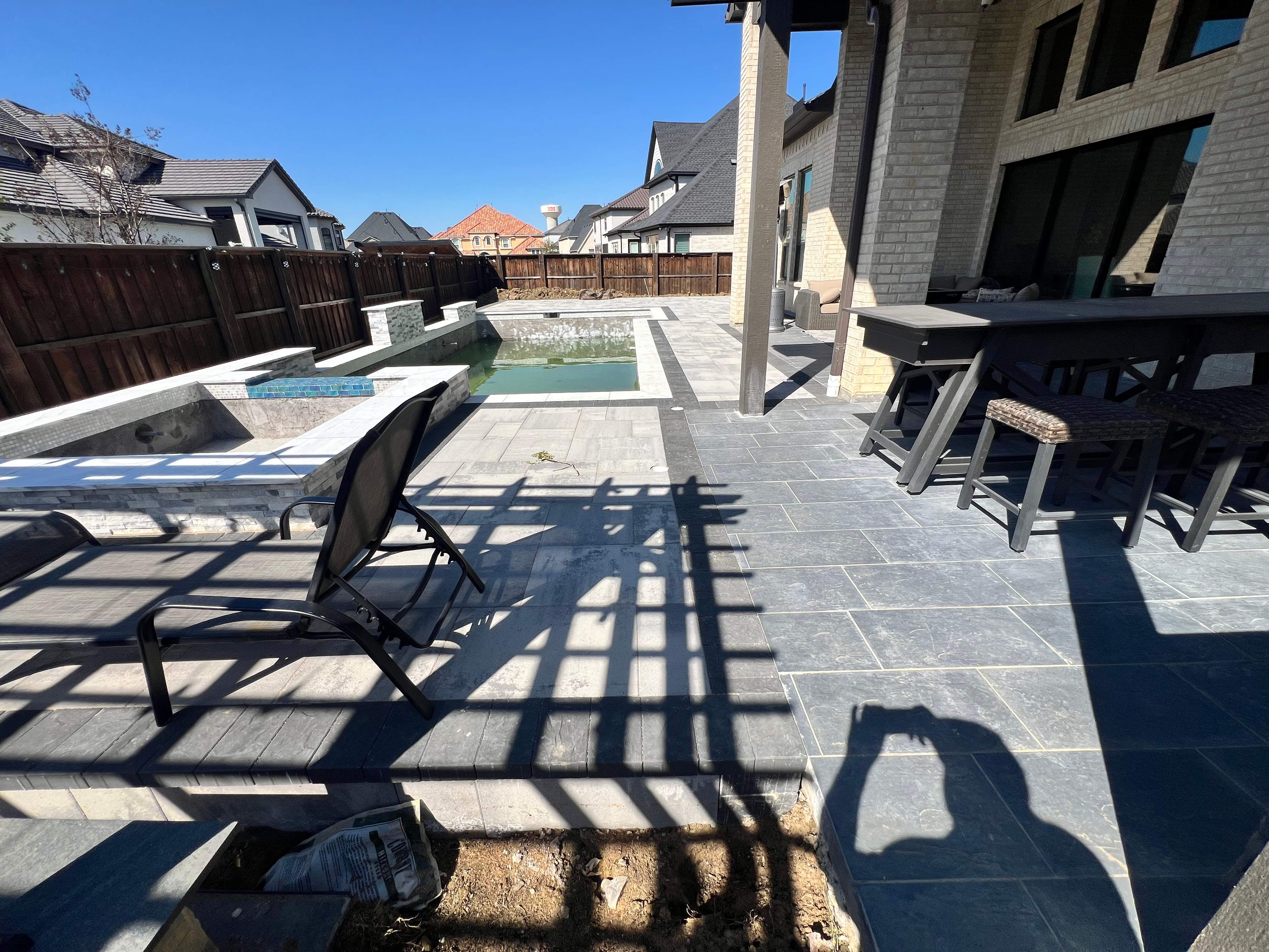 Modern Geometric Pool with Raised Spa by Pinnacle Pools and Spas - DFW