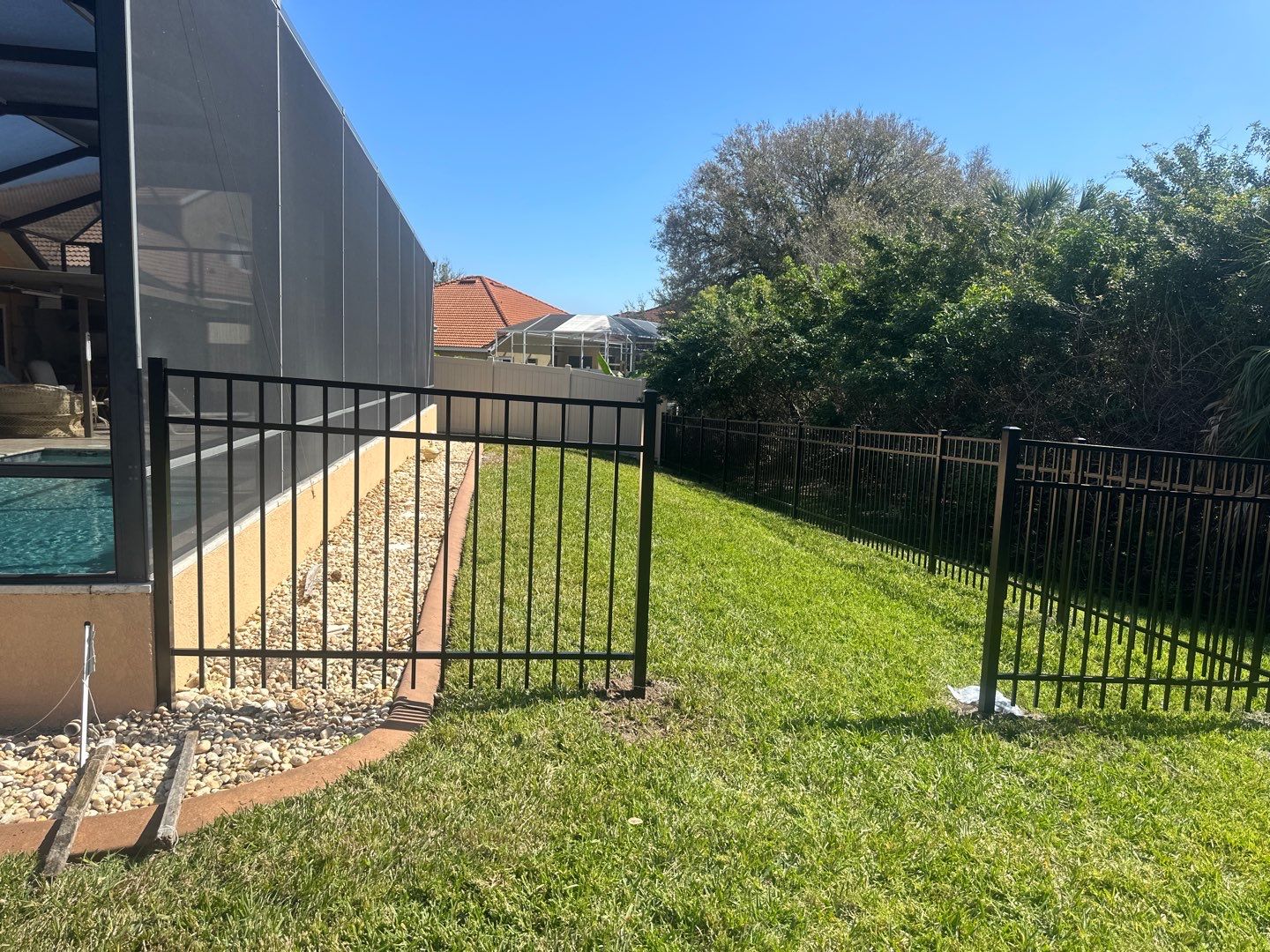 Aluminum Fence Installation using Black 3 Rail Aluminum Fence by Asap fence and gates, LLC
