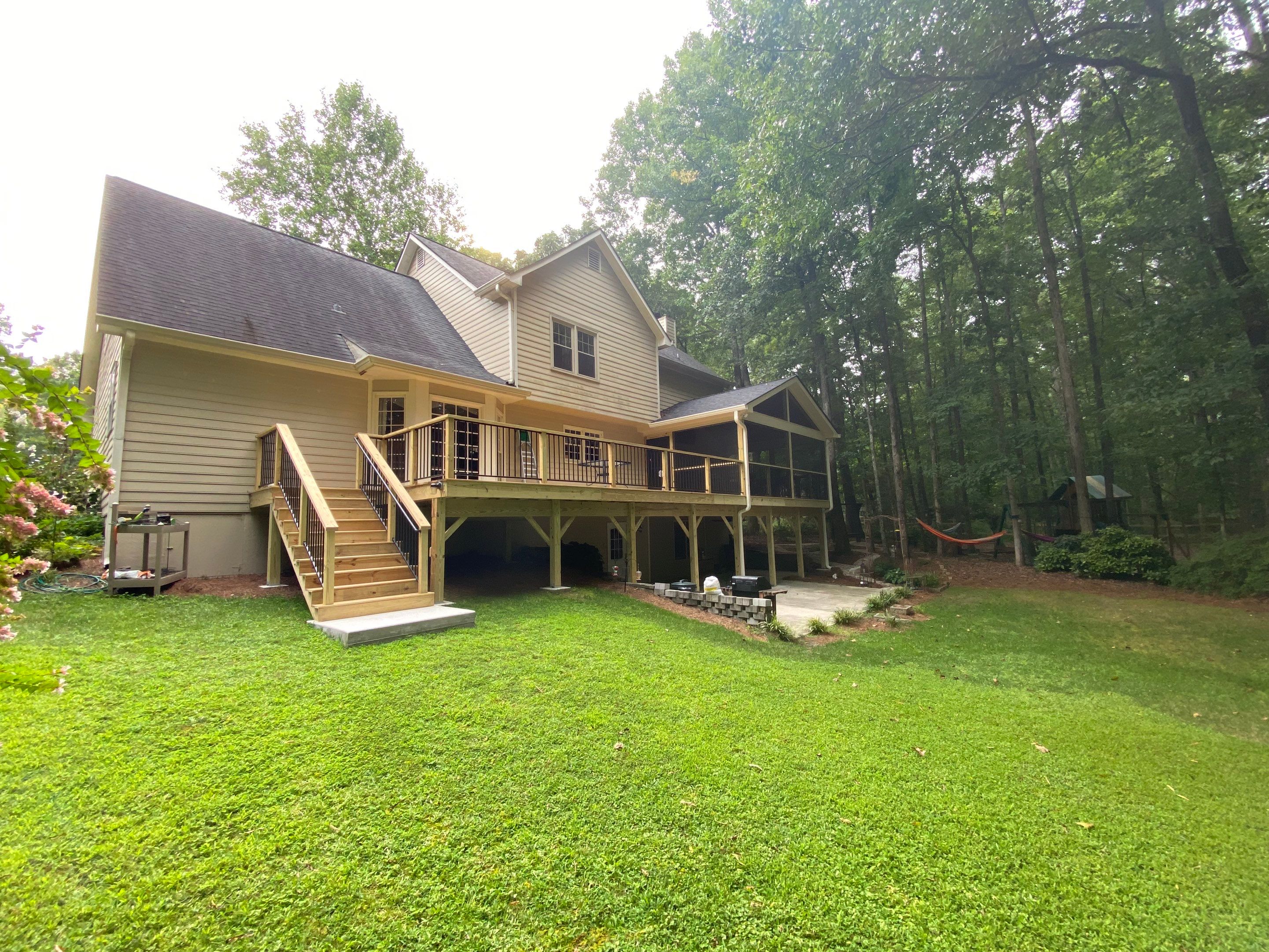 Custom Elevated Wood Deck and Screened Porch in Marietta by Swift Home Renovations