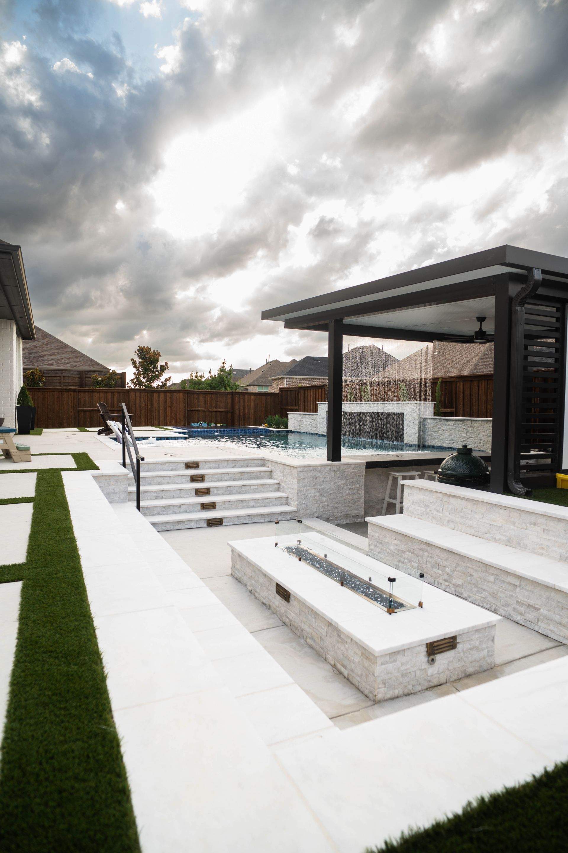 Jumbo Pool, Spa, and Sunken BBQ and Fire Pit by Pinnacle Pools and Spas - DFW