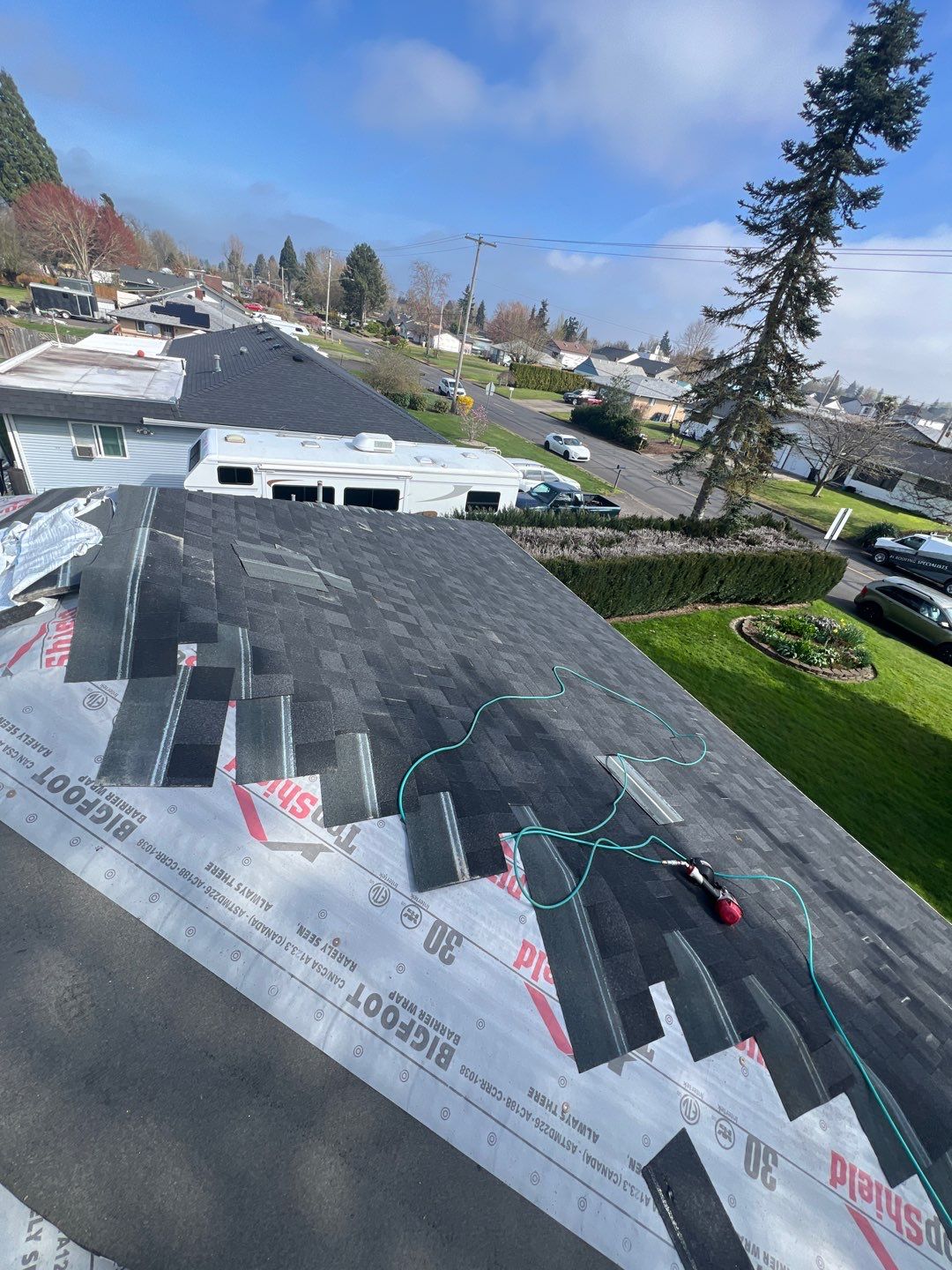 Residential Roofing Installation using IKO Dynasty (Color: Granite Black) by Orezona Building & Roofing Company, Inc.