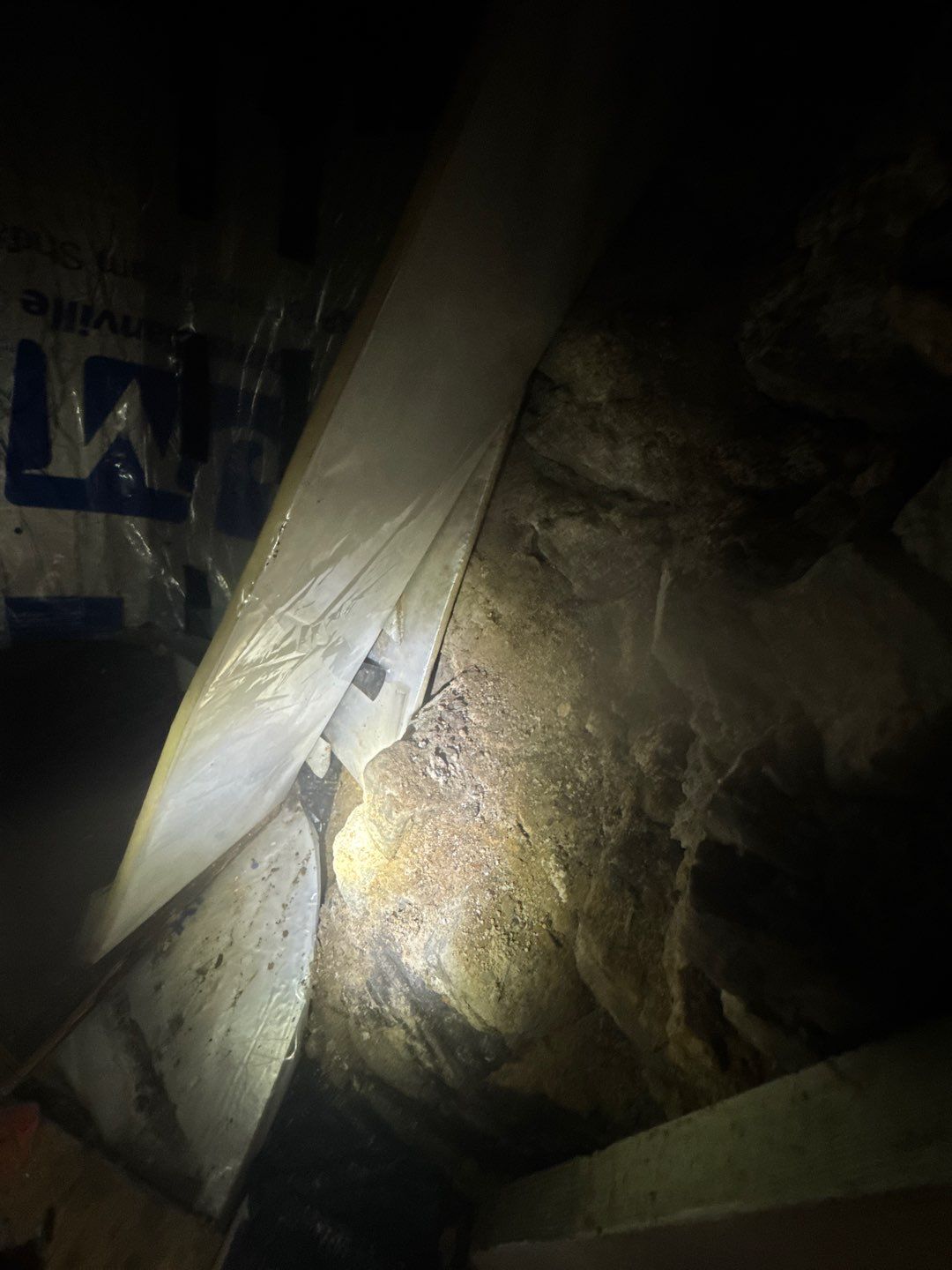 Parge Coating Drew's Stone Foundation by Waterproofing Northeast