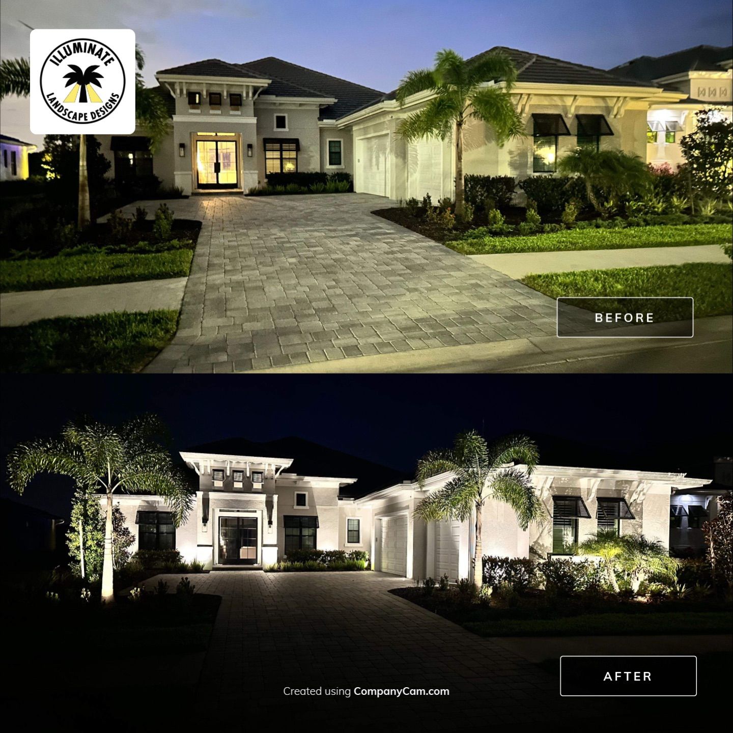 Architectural and Landscape Lighting Installation for Modern Sarasota Home by Illuminate Landscape Designs