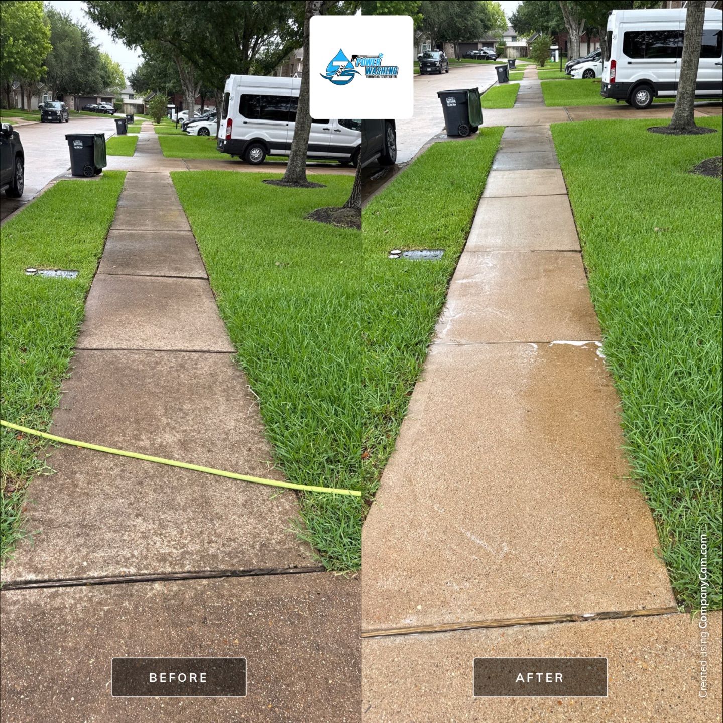 Residential Concrete Driveway and Sidewalk Pressure Washing in Pearland by Zeal Power Washing
