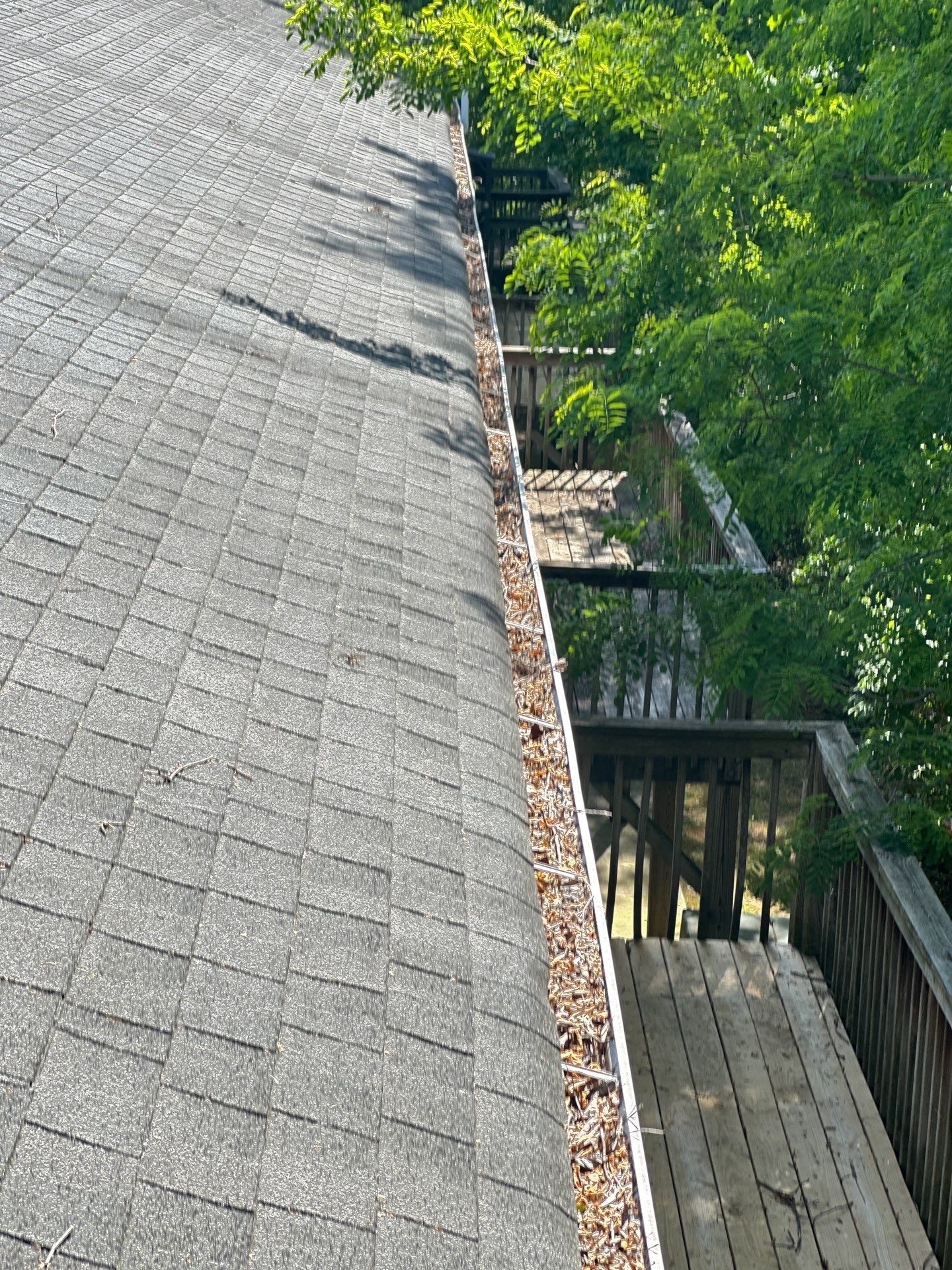 Commercial gutter cleaning Greensboro & Winston-Salem before photo with filled gutters