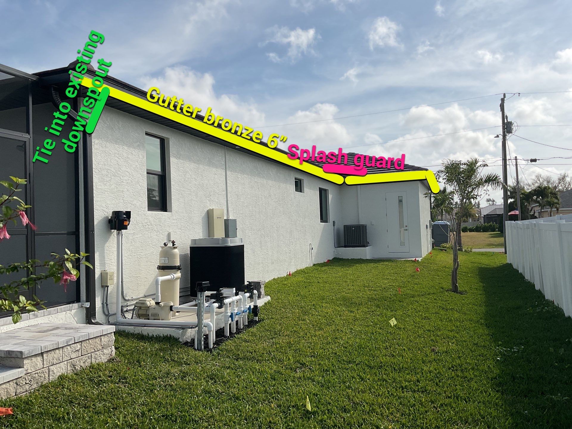 Bronze Seamless Gutters using K-Style Seamless Gutters in Cape Coral FL by Gutter Professors