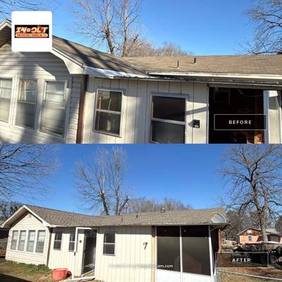 Replaced half roof.