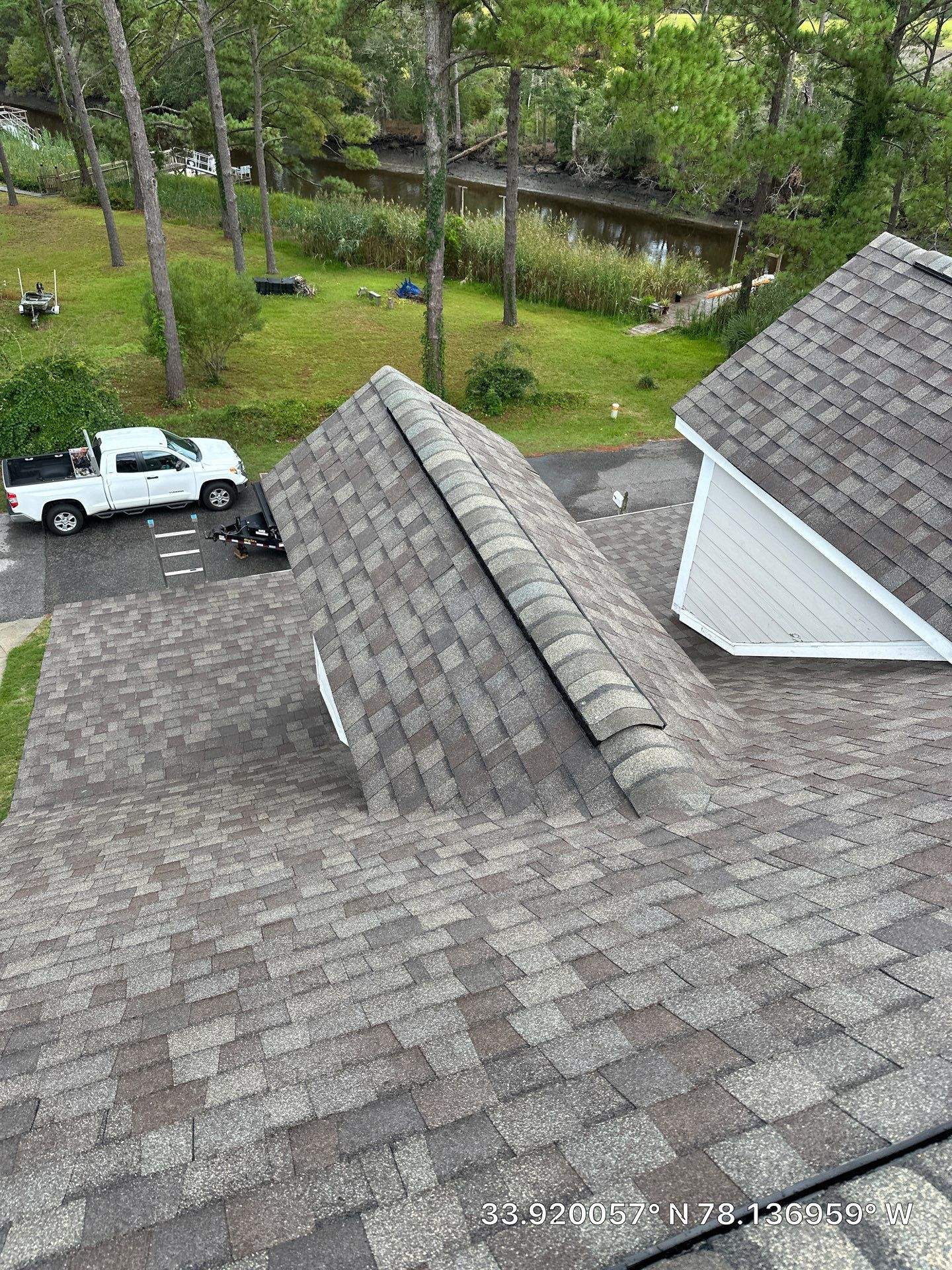 Oak Island Roof Replacement with CertainTeed Landmark Weathered Wood by RGR Construction and Roofing, LLC