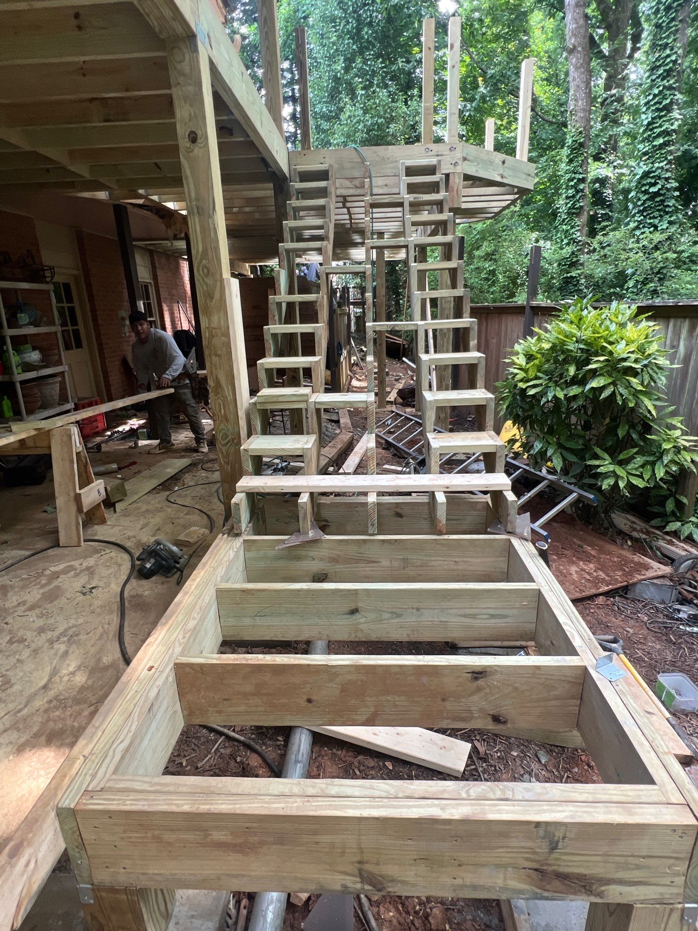 Deckorators Voyage Deck and Shed Style Covered Porch Build with Drink Rail by Nelson Exteriors 