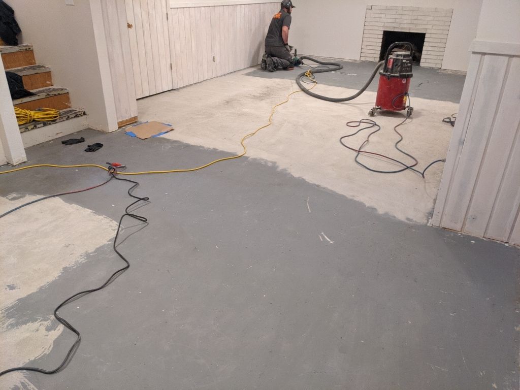 Basement Croc Floor Transformation using Pebble Beach by Croc Coatings, LLC