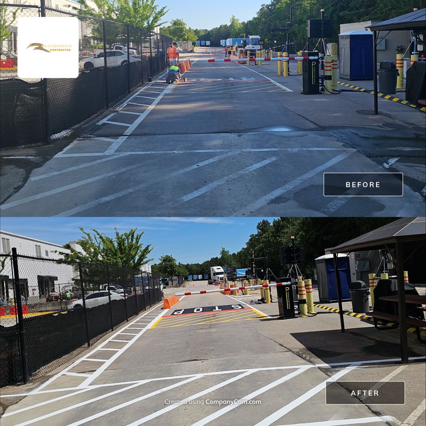 Striping Amazon Parking Lot  by Billy Weatherspoon Contractor