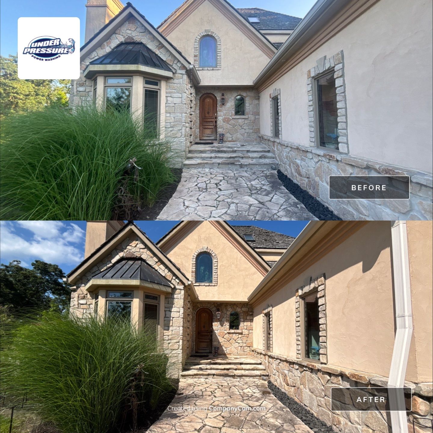 Full Stucco and Stone Exterior Power Washing in Edgerton by Under Pressure Power Washing 