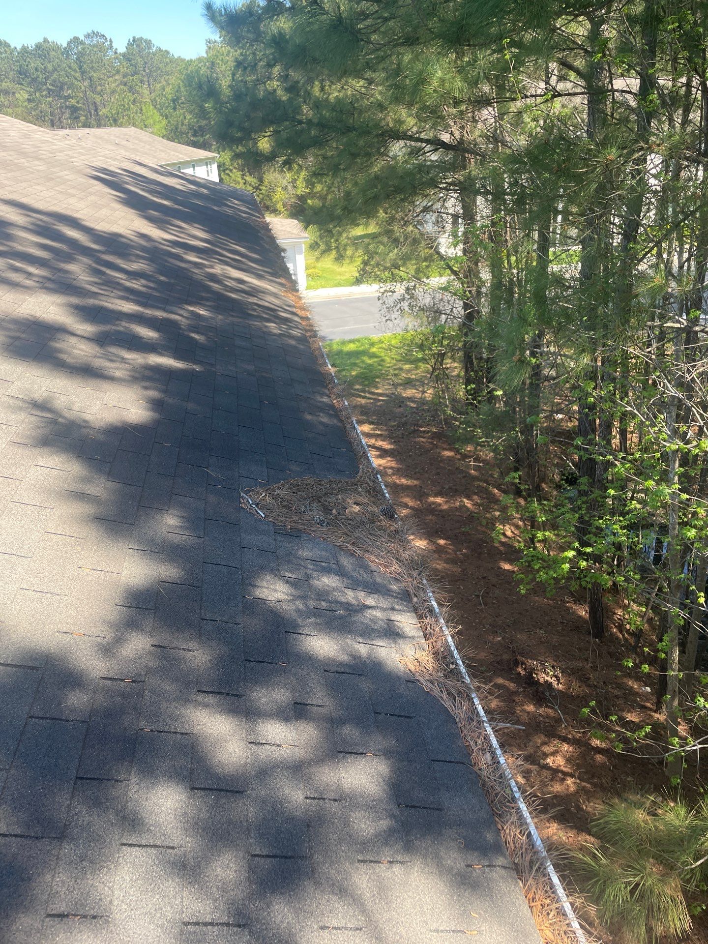 Commercial gutter cleaning Pooler before photo with filled gutters