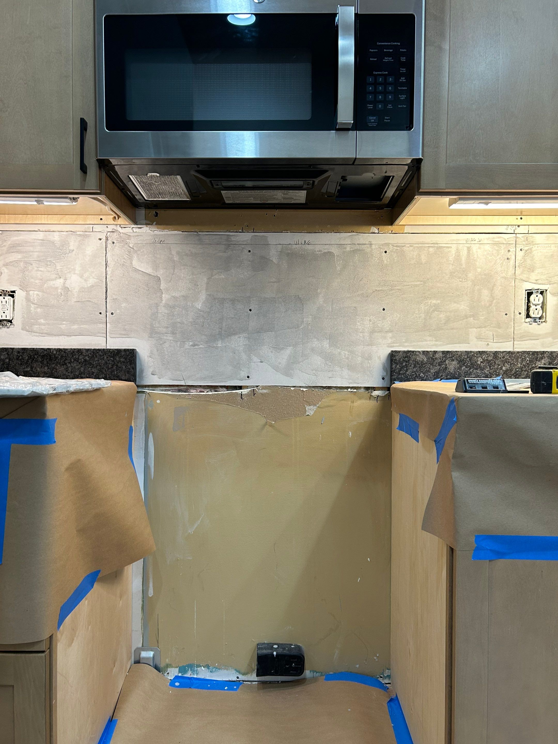 Hexagonal Marble Backsplash  by Footprints Floors of Nashville