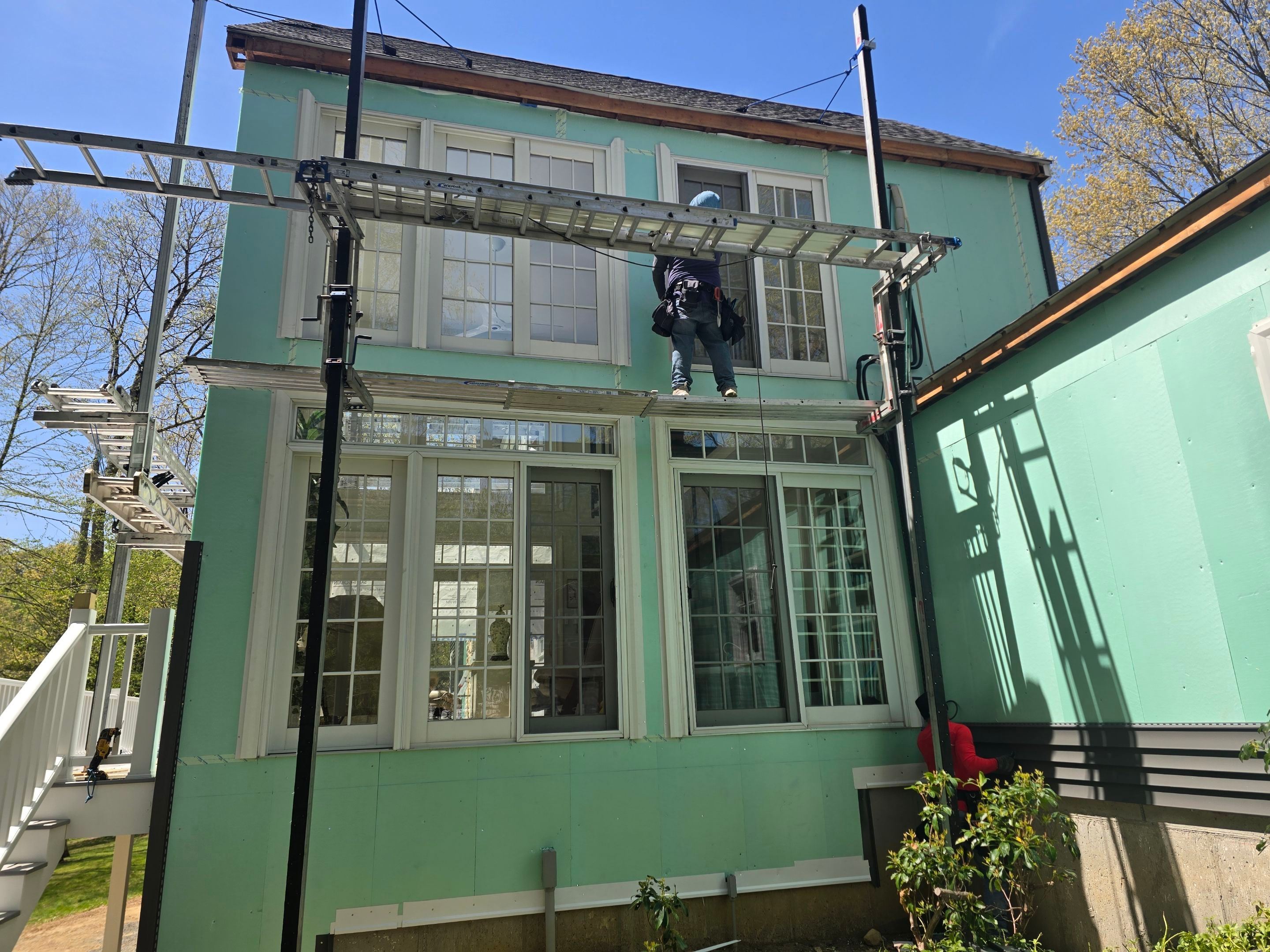 Siding refreshed with Cert. Monogram D/4 x 12'6" clapboard, Smoky Gray and Stone Facade, Coastal Gray by DiGiorgi Roofing and Siding Inc