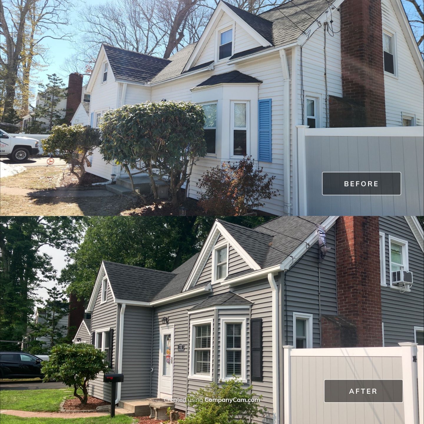 Stunning Siding Makeover with Cert Monogram D/4 x 16' clapboard, Charcoal Gray and Cert Monogram D/4x25' clapboard, Charcoal Gray by DiGiorgi Roofing and Siding Inc