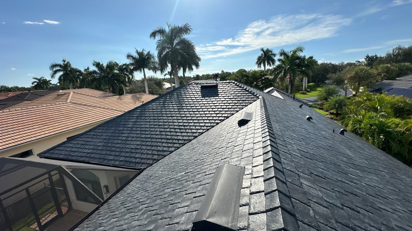 Residential Roofing Installation using Brava Slate Tile in Estero, Florida by International Roofing