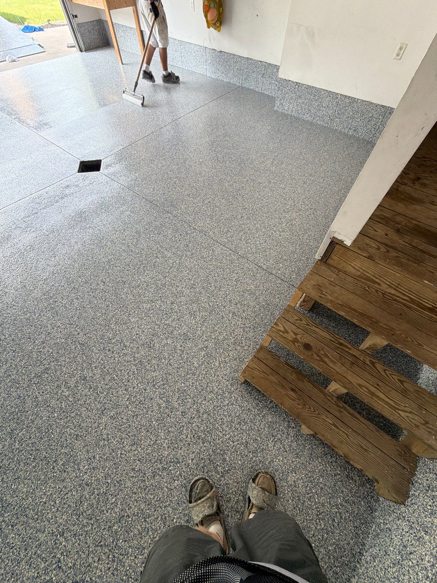 Custom Tidal Wave Epoxy Flake Floor Installation in Norton Shores. by Gordon Painting