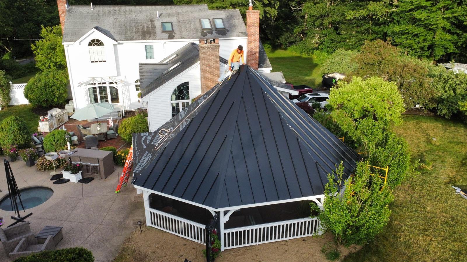 Standing Seam Black Metal Roof- Gazebo by Loyalty Exterior Solutions 