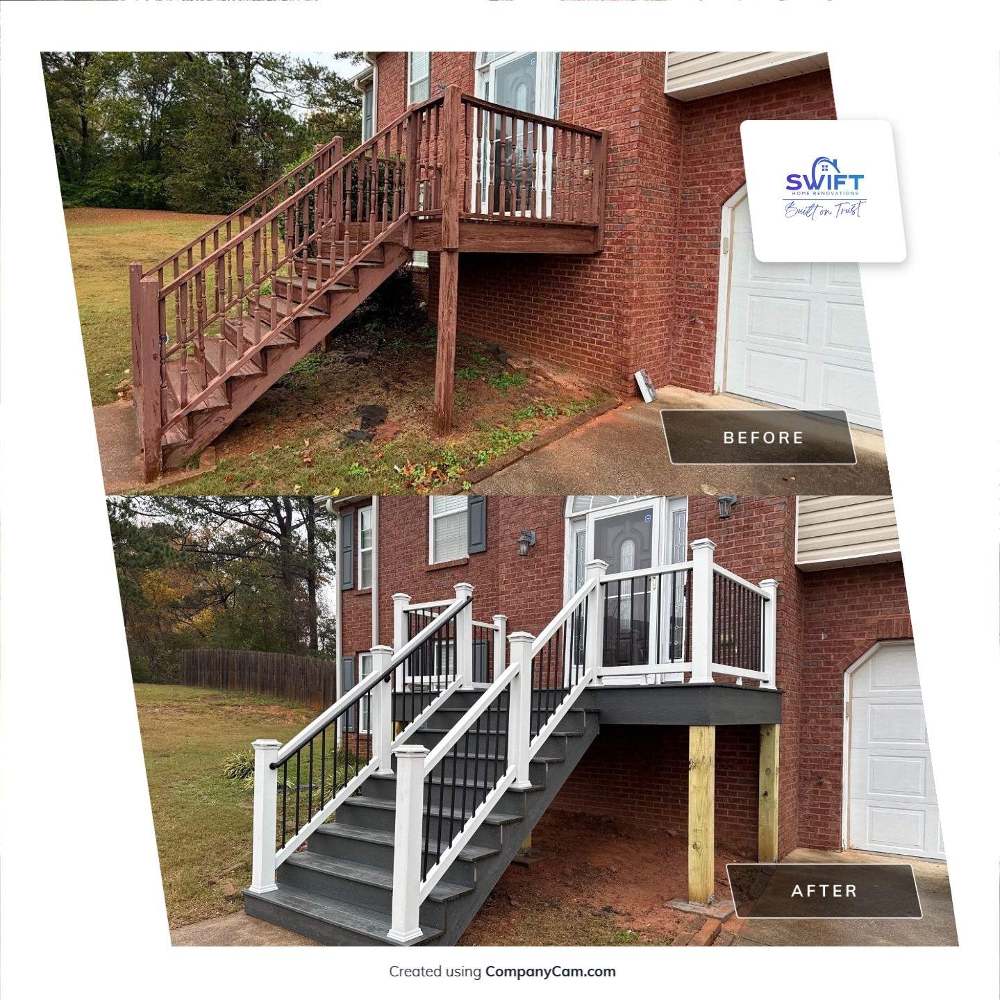Modern Front Entry Deck and Staircase Renovation in Douglasville by Swift Home Renovations