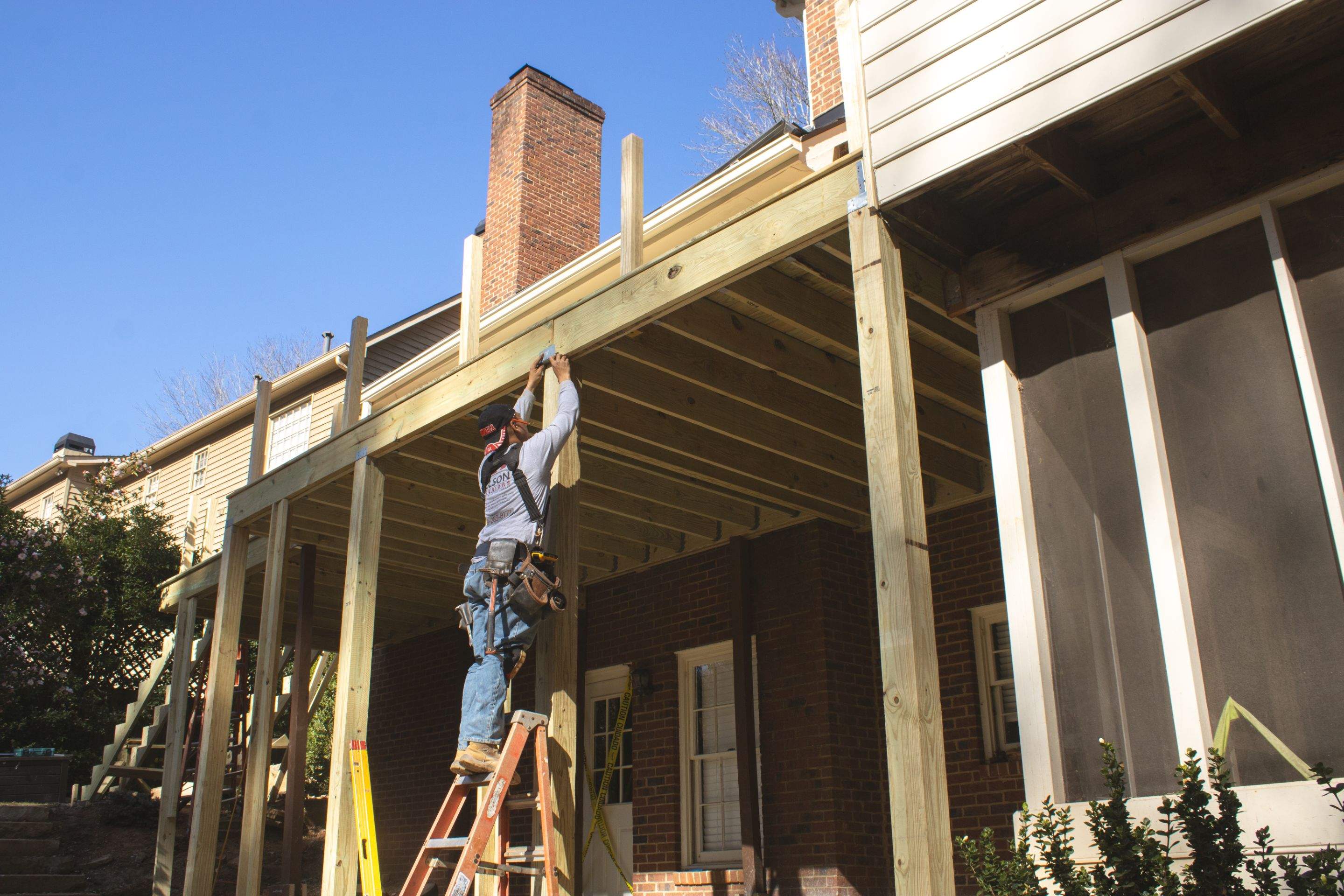 Timbertech LED Light Installation on Wood Deck Build in Marietta, GA by Nelson Exteriors 