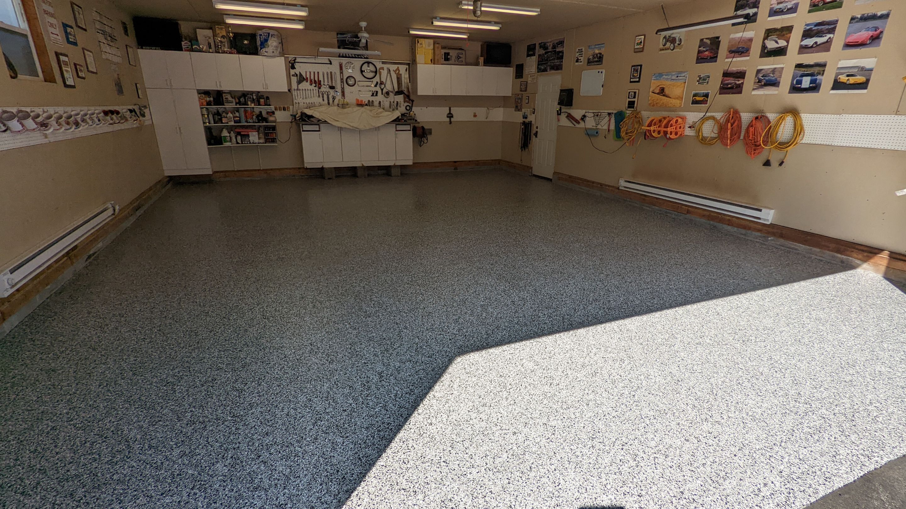 Garage Transformation using Domino for Garage and Pecan for Pool Deck by Croc Coatings, LLC