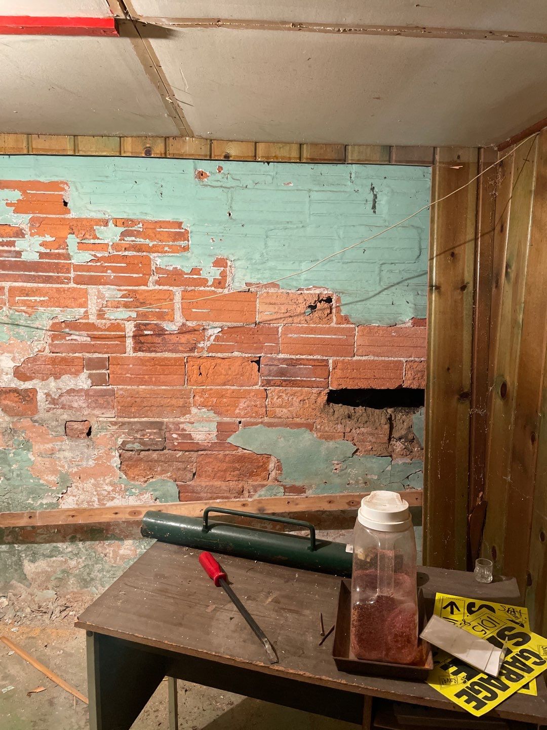 Wall repair with Fortress Invisibeams by ACE Waterproofing & Basement Solutions