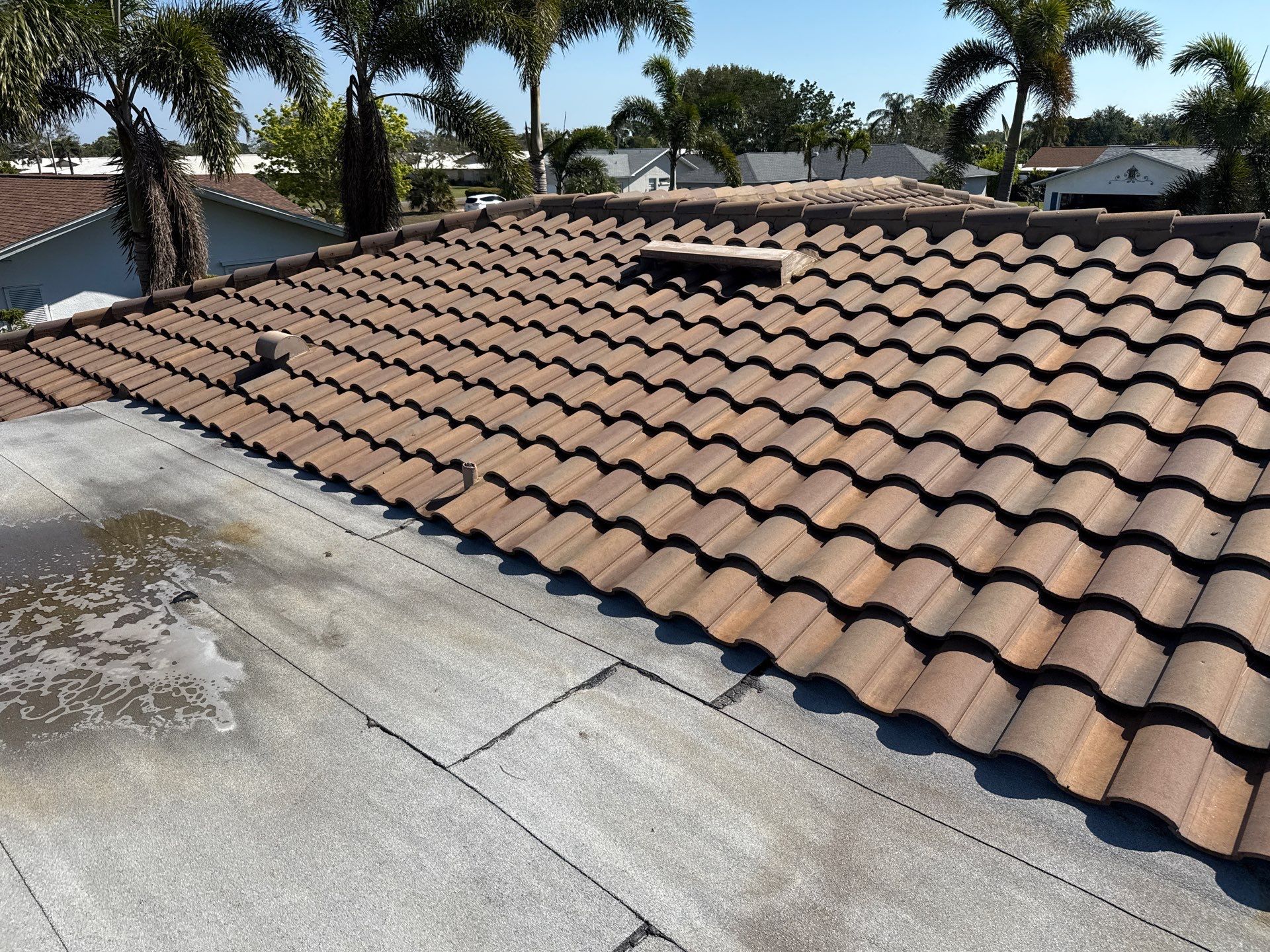 Concrete Tile Roof Cleaning in Village Green – Bradenton, FL | No Walking on Tiles! by Sunshine AquaWash