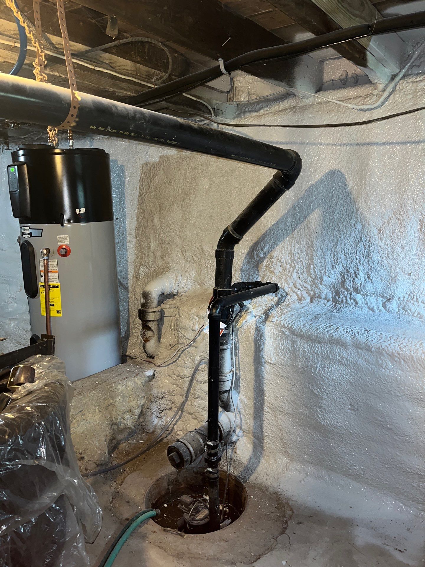 Basement Exterior Walls using Closed Cell Spray Foam by NYS Foam & Energy