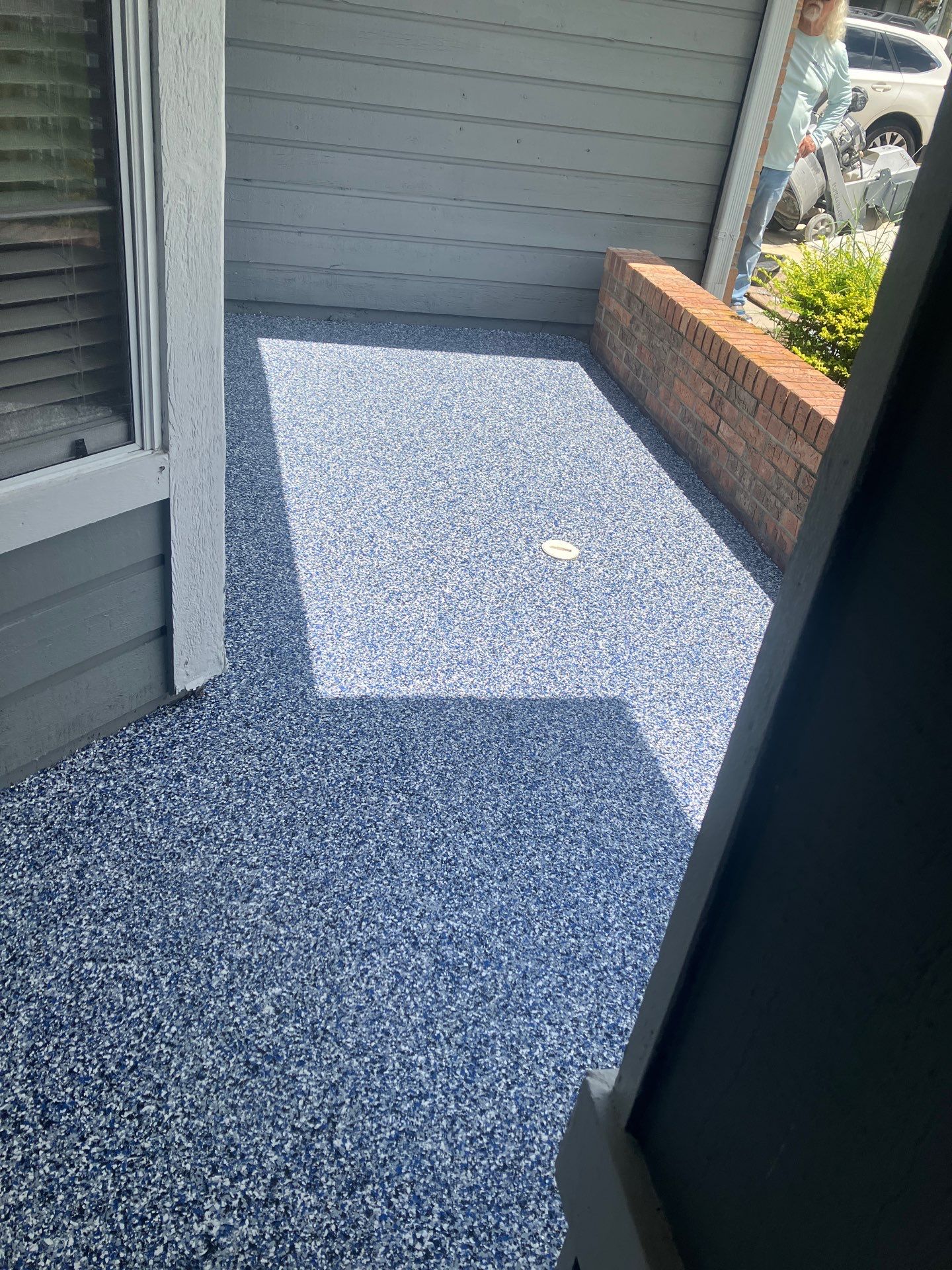 Front Entrance and Garage Makeover in Denim by Cross Creek Concrete Coatings
