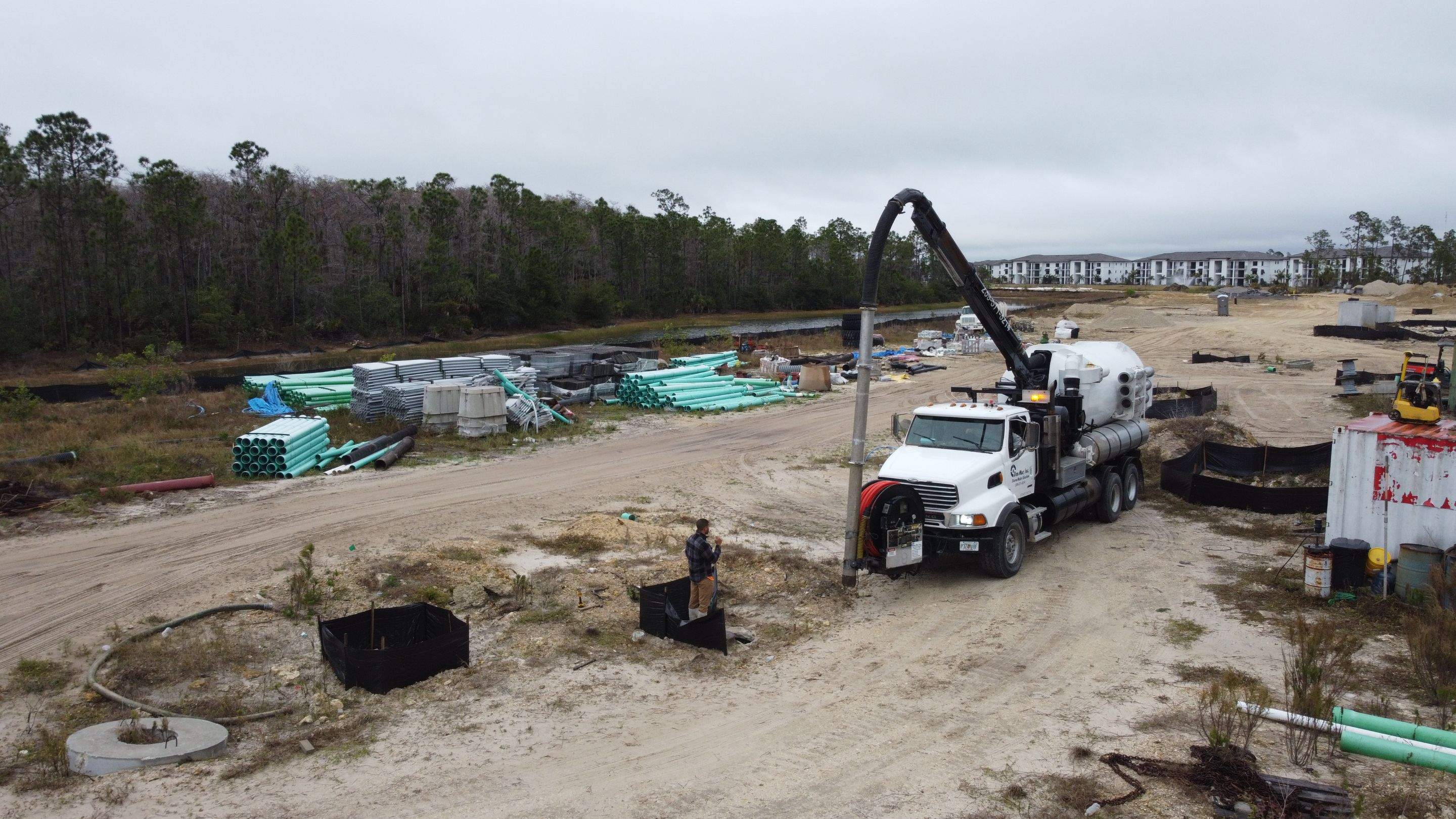 New Residential Construction Community Sewer System Cleaning by APS Power & Water