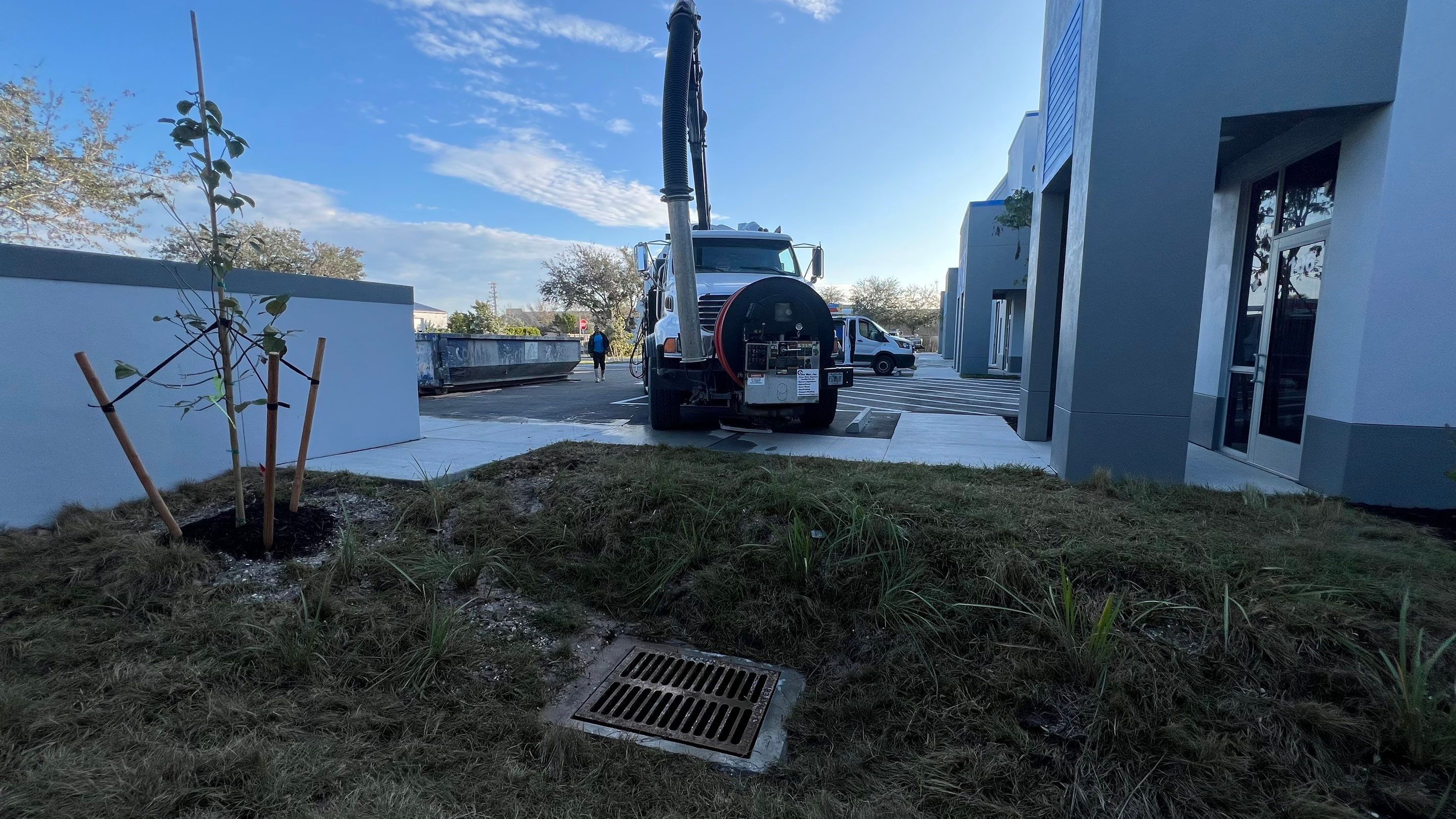 New Commercial Construction Stormwater System Cleaning by APS Power & Water