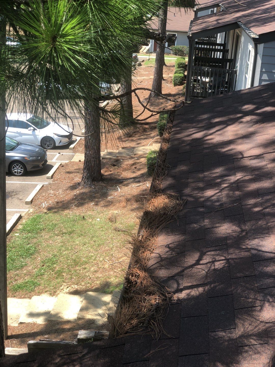 Commercial gutter cleaning Mississippi before photo with filled gutters