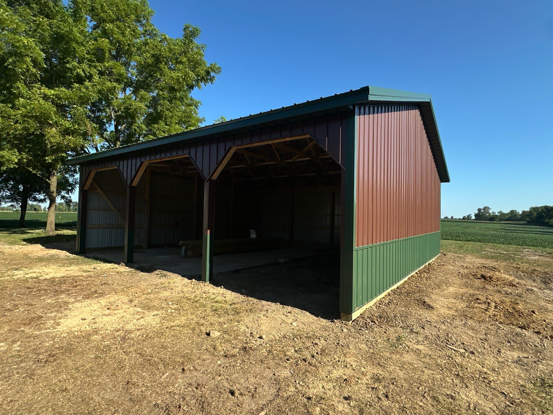 Multi-Bay Custom Pole Barn Construction in Arlington, Indiana by The Barn Builders 