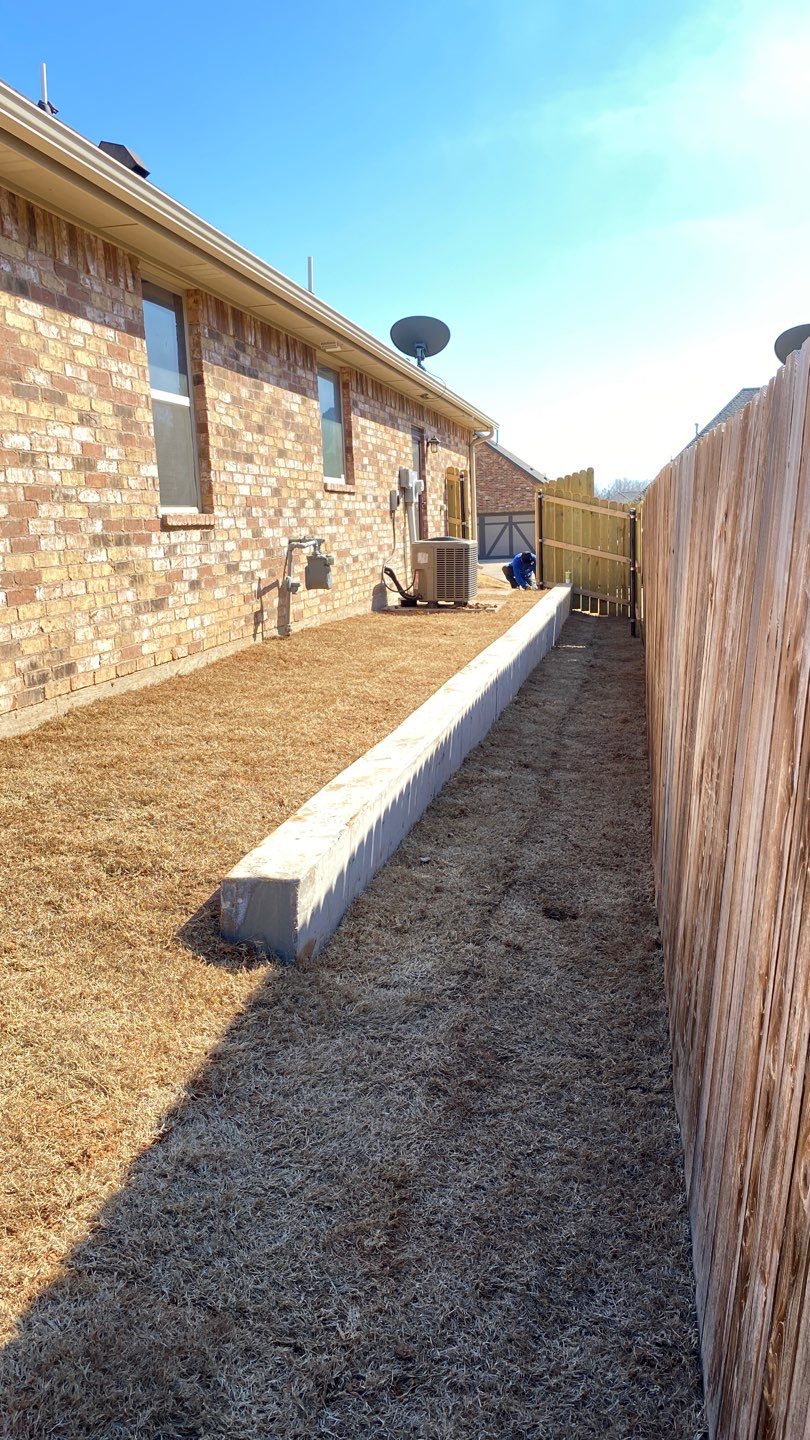 Concrete Slab , Retaining Wall , Fence, and landscape. by Clays Services Inc
