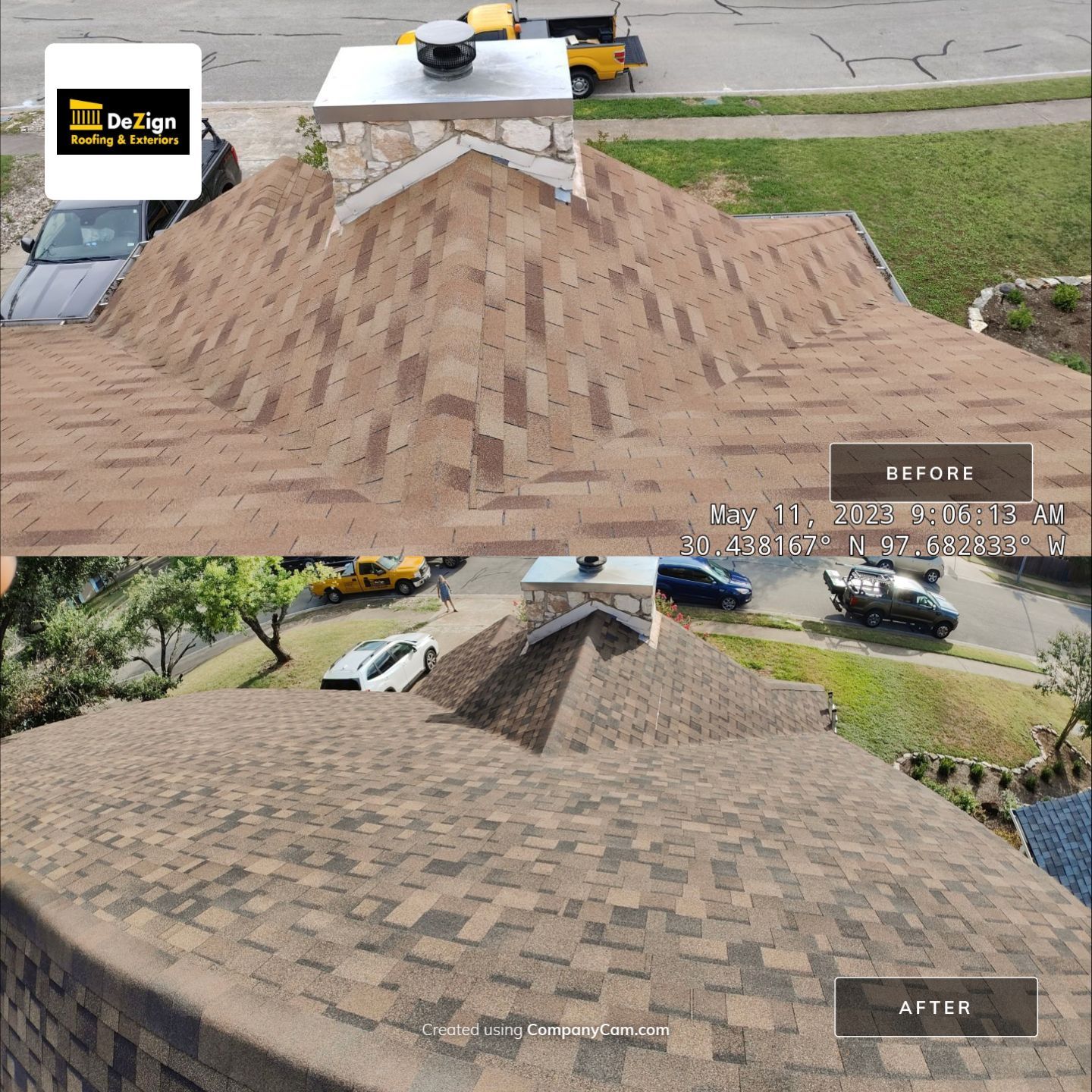 New Roof Installation Of IKO Dynasty Color Brownstone by DeZign Roofing & Exteriors