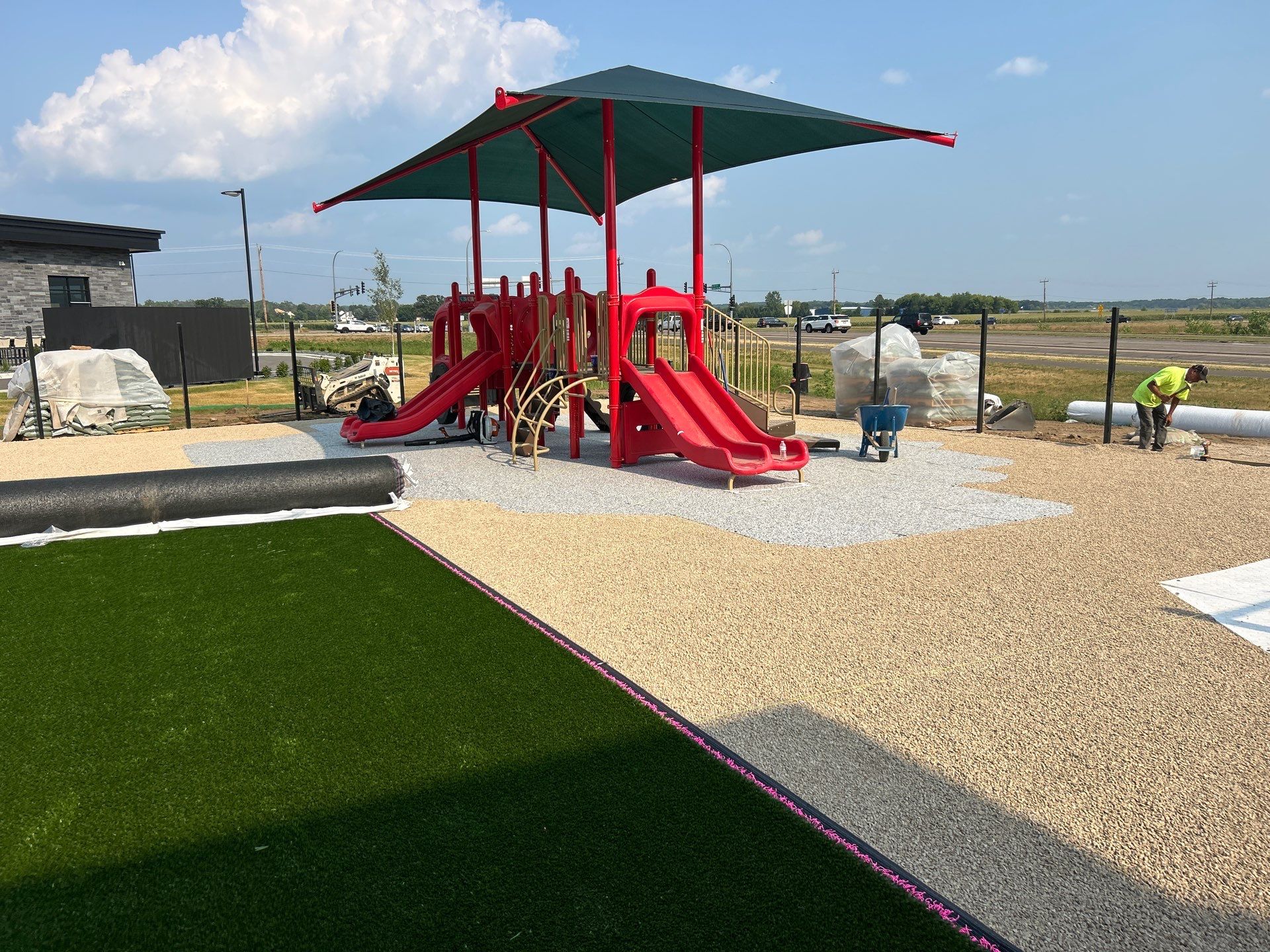 Lake Elmo Playground Artificial Turf Installation by Southwest Greens Midwest