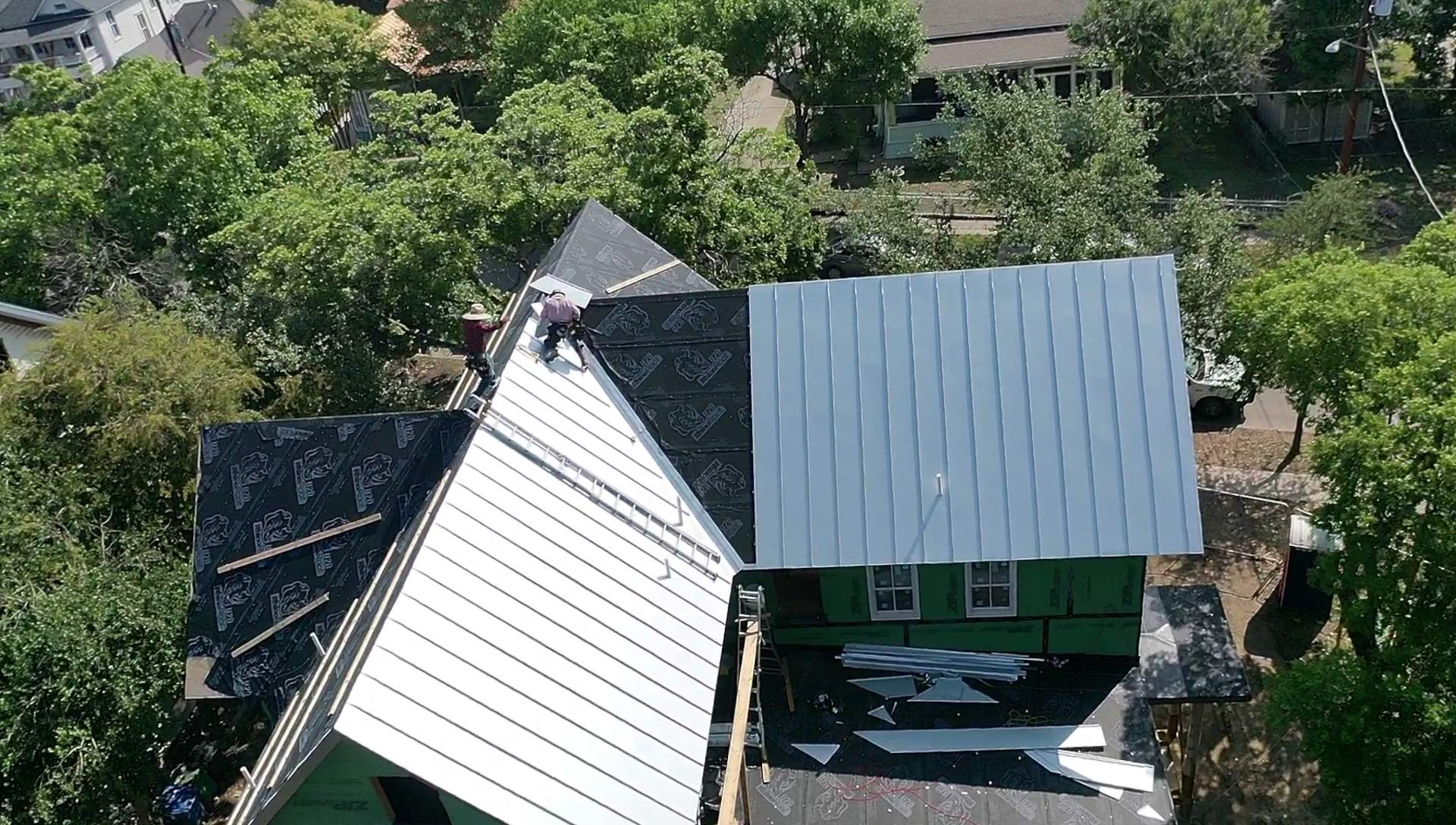 Residential Metal Roof Installation using McElroy Metal by Premier Roofing and Contracting