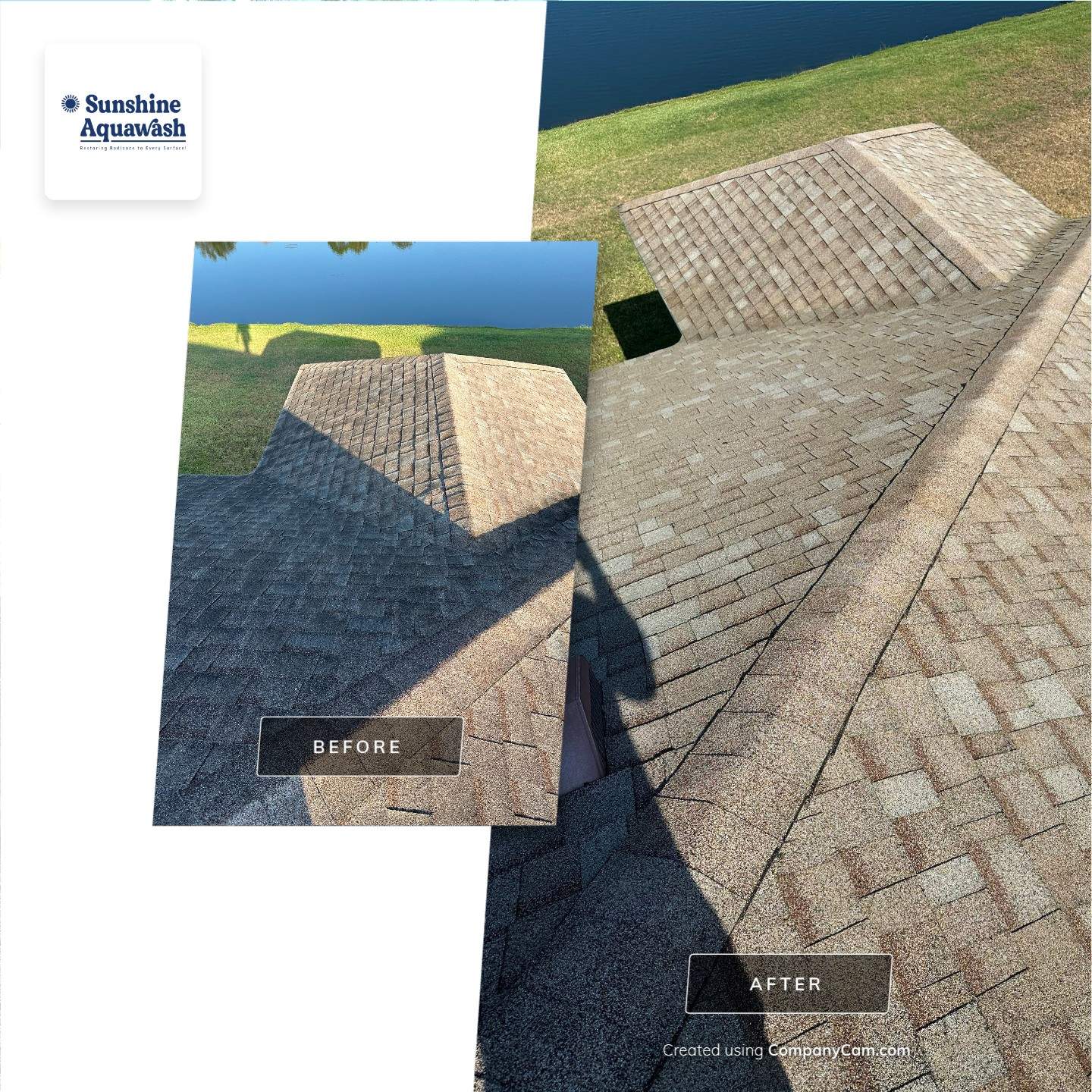 Asphalt Shingle Roof Soft Wash Cleaning & Concrete Pressure Washing in CopperStone Community, Parrish, FL by Sunshine AquaWash