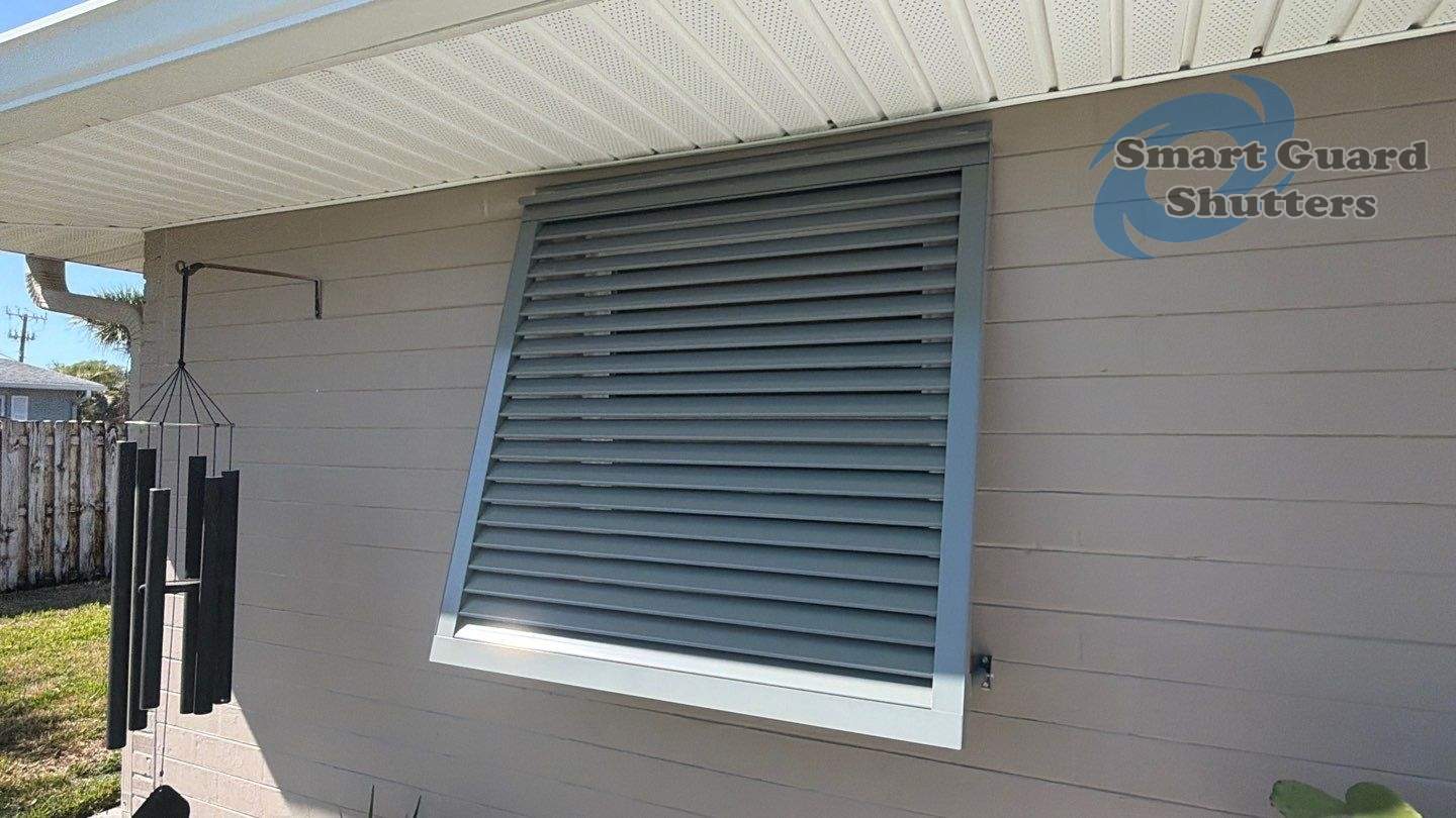 Decorative Bahamas in Mouse Gray by Smart Guard Shutters