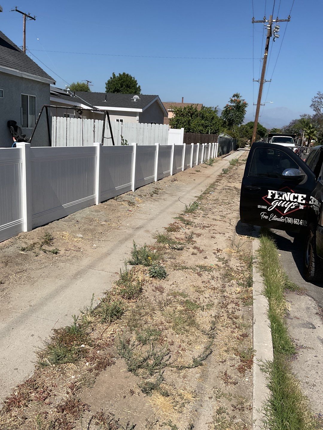 Fence installation using 6ft and 4ft vinyl  by Fence Guys Inc. 