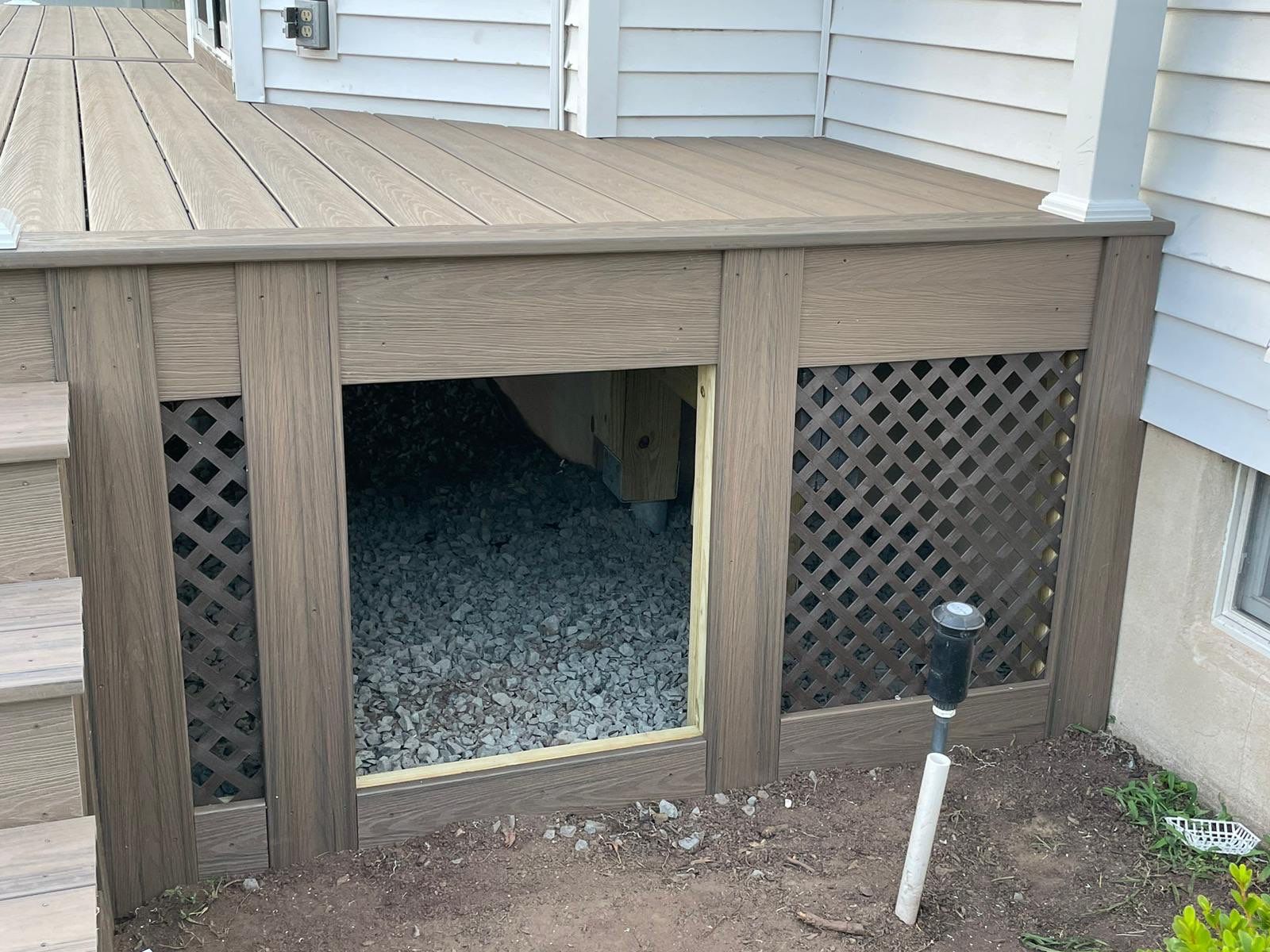 New Deck with Pergola and Vinyl Lattice by deck guardian