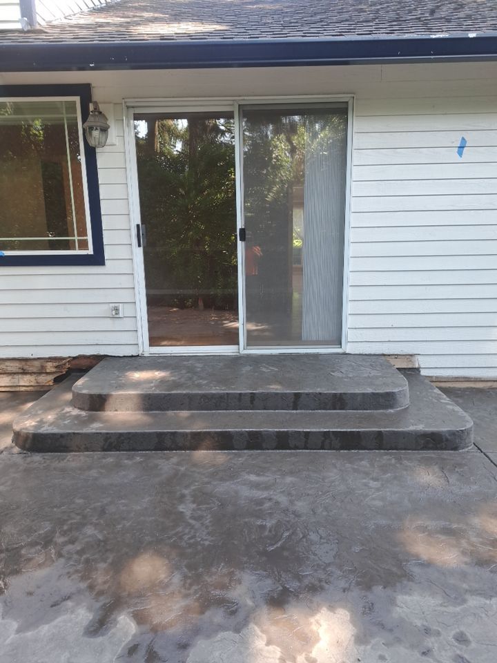 Luo | Colored Stamped Concrete Patio by Jireh Asphalt & Concrete Inc 