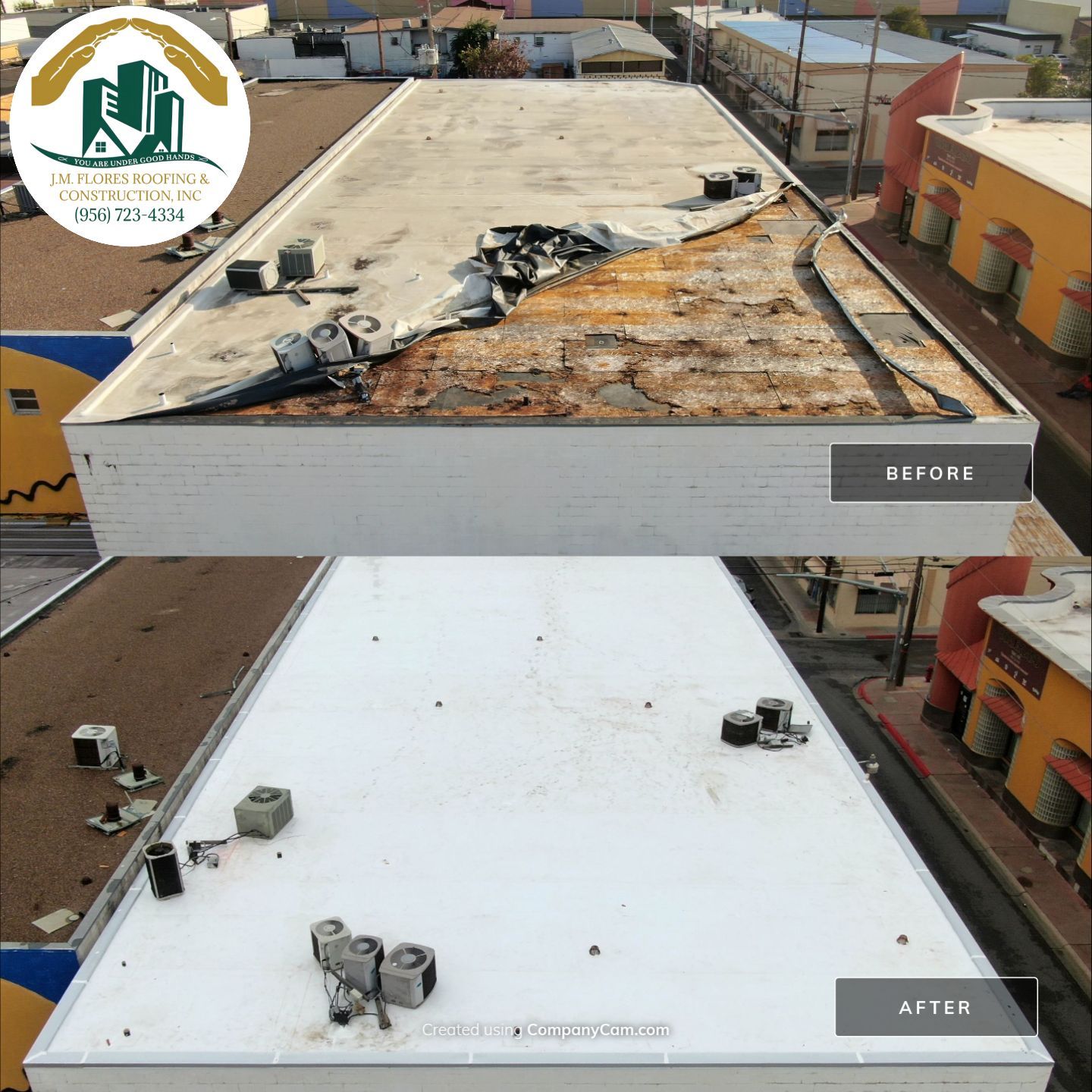Commercial Roofing Installation using Thermoplastic Polyolefin - GAF  by JM Flores Roofing & Construction, Inc