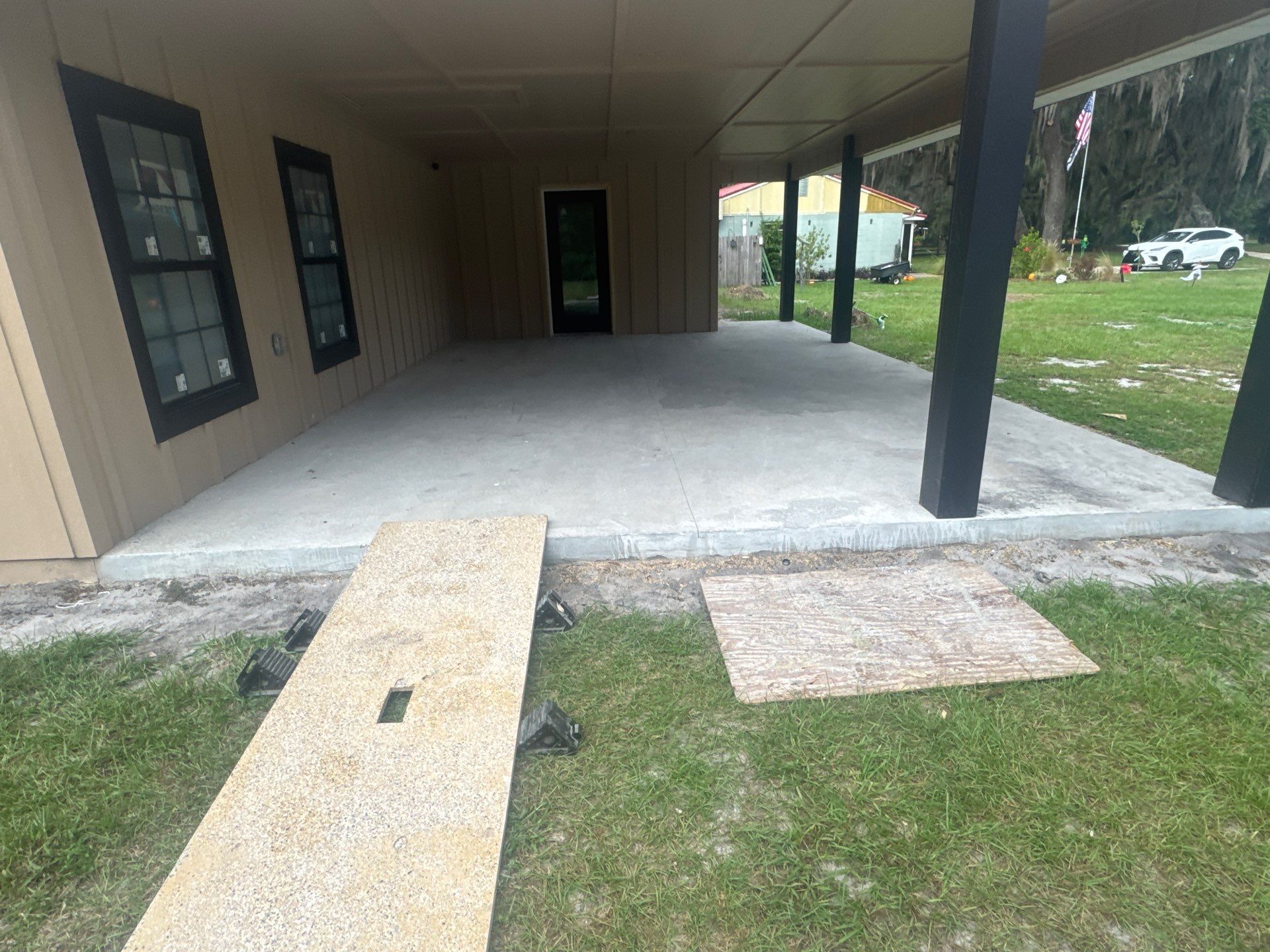 Carport in Hawthorne, FLin Aztec Beige by Cross Creek Concrete Coatings