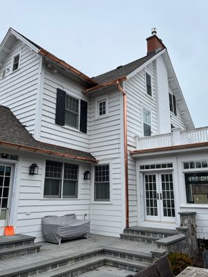 Asphalt Roof Replacement with Half Round Copper Gutter Installment
