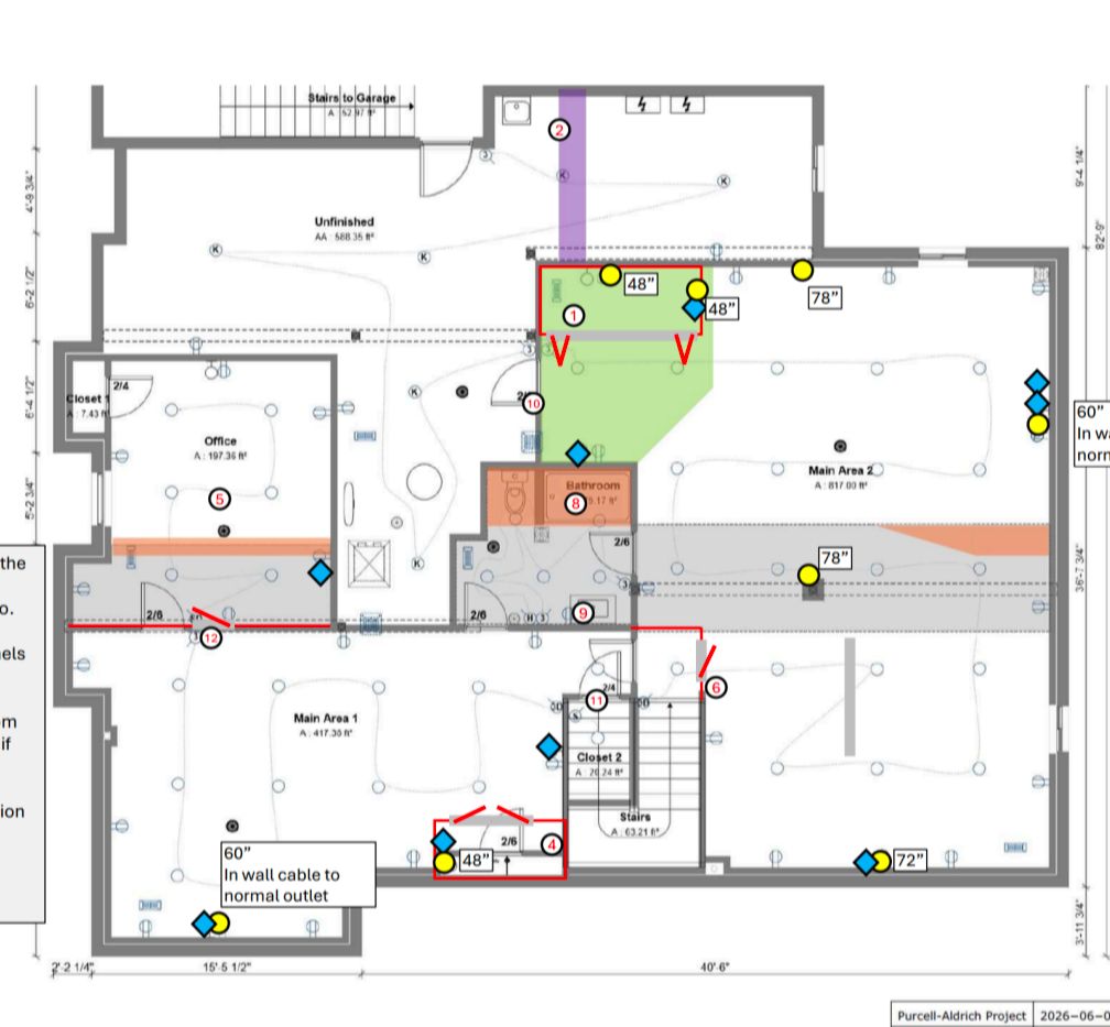 Comprehensive Electrical Rough-In and Data Networking for Washington Township Basement by Techkinect