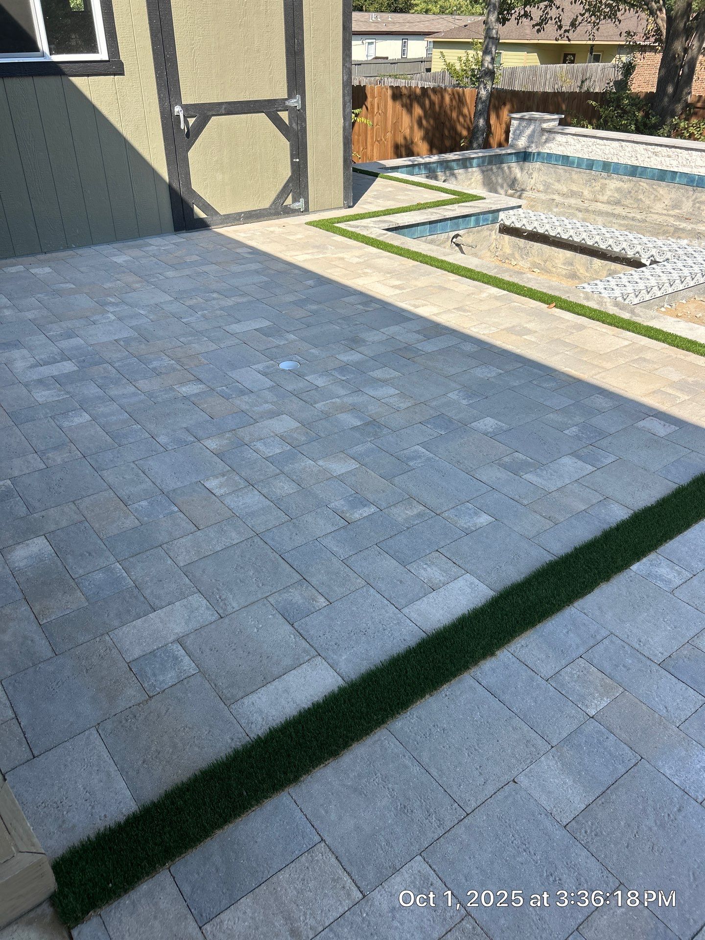 Geometric Pool and Spa with Designer Tile Wall by Pinnacle Pools and Spas - DFW
