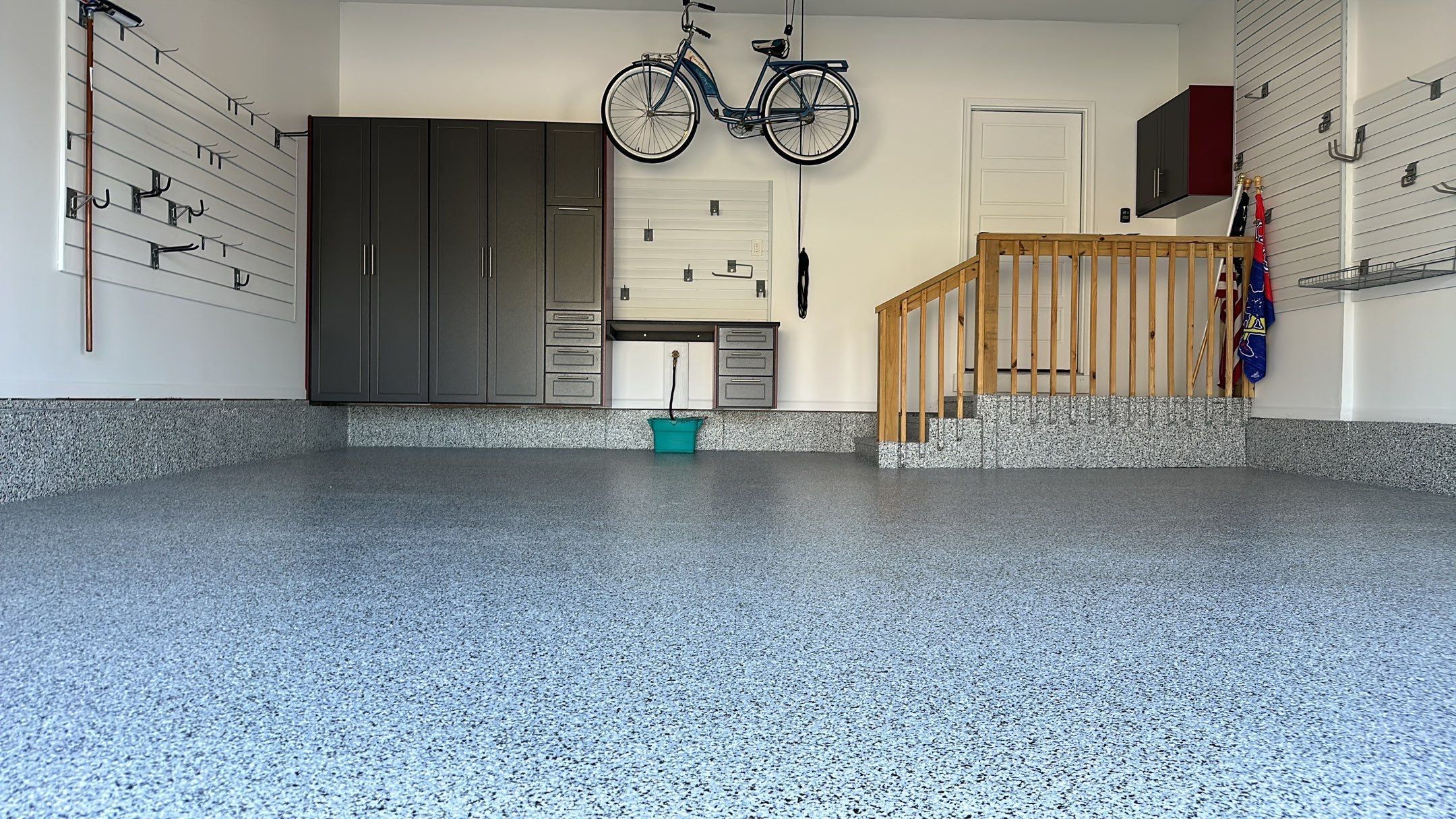Sandy S. transformed her garage with a Banner Garage Floor and a cabinets by Banner Garage