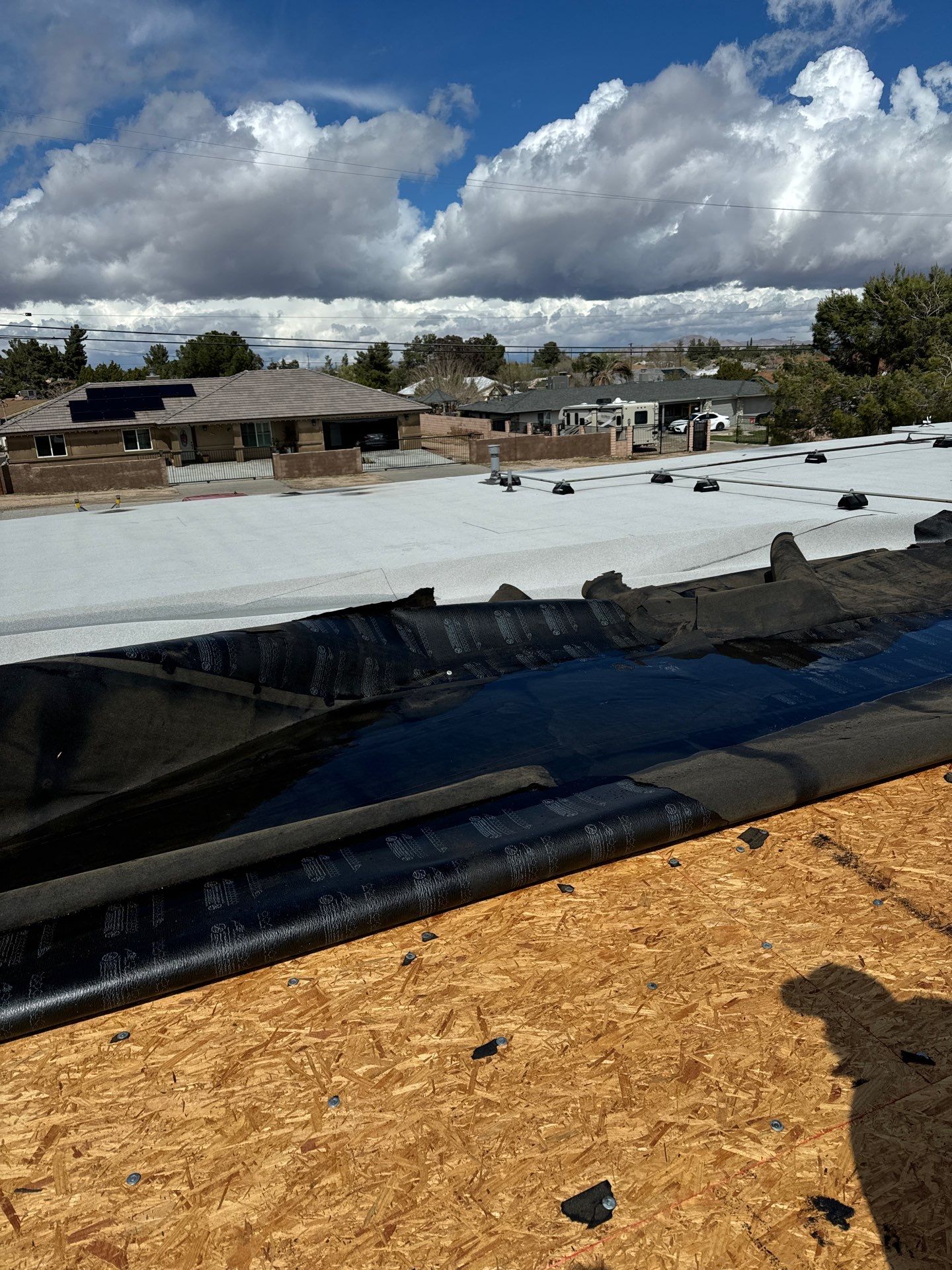 Storm took out this roof in Hesperia, CA by Innova Air & Heat